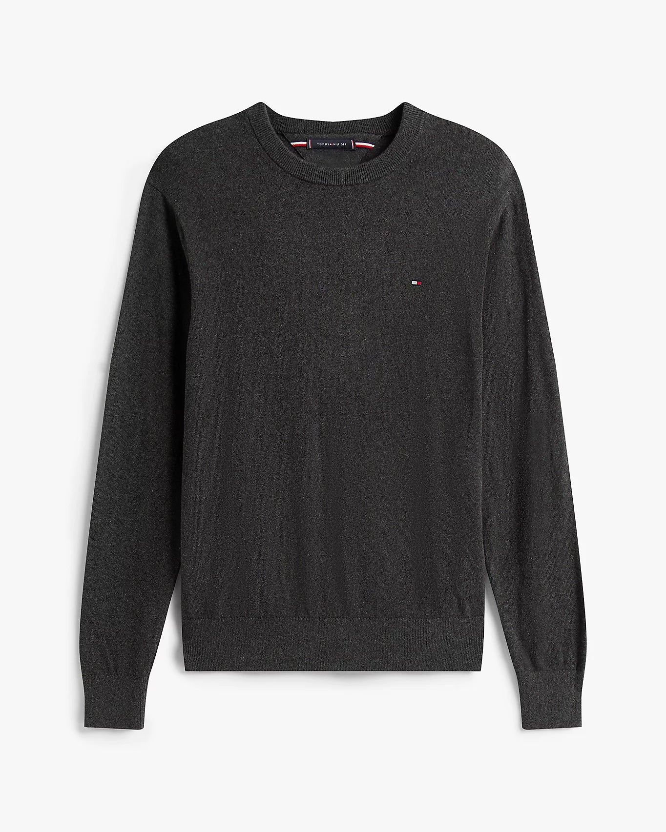 Tommy Hilfiger Organic Cotton Cashmere Mens Crew Sweater - Dark Grey Heather - Image 5