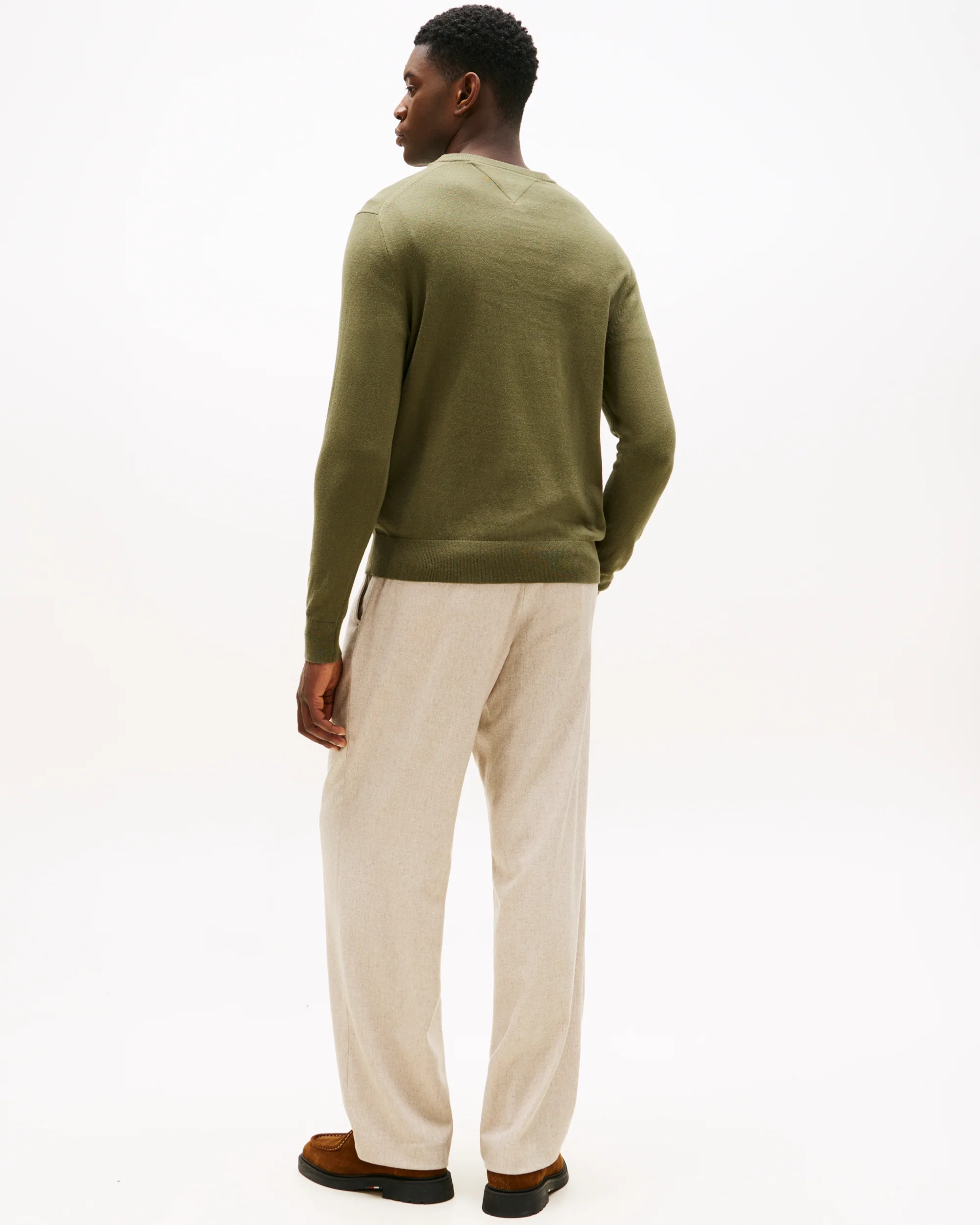 Tommy Hilfiger Organic Cotton Cashmere Mens Crew Sweater - Huntsman Green - Image 4