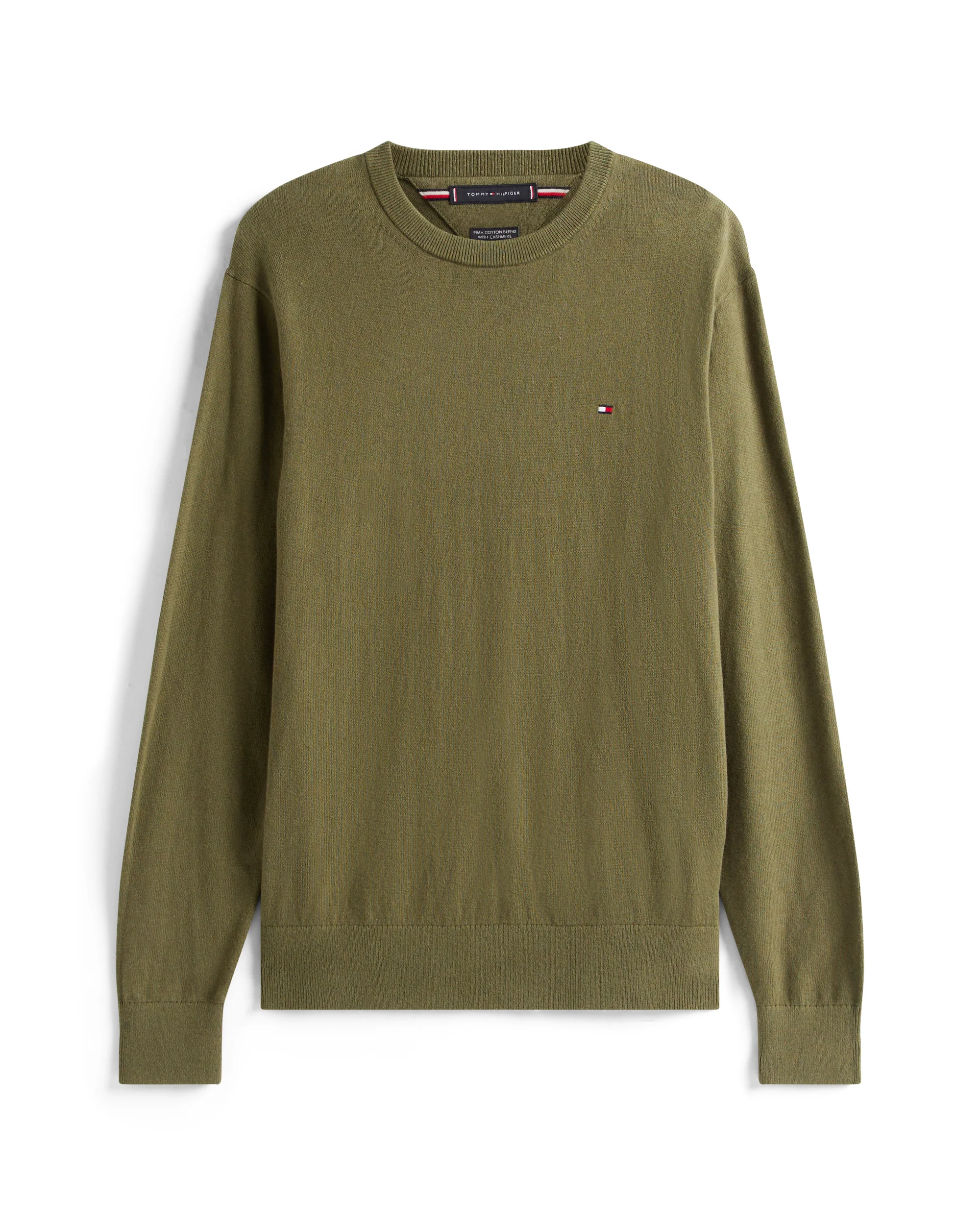 Tommy Hilfiger Organic Cotton Cashmere Mens Crew Sweater - Huntsman Green - Image 5