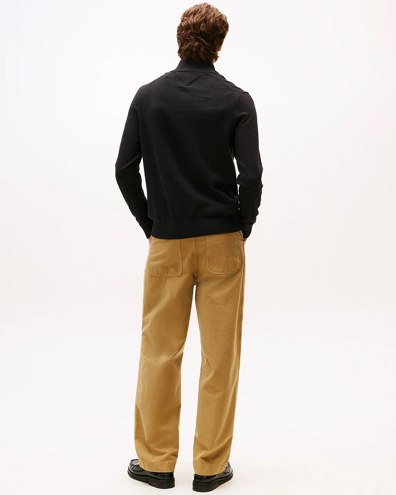 Tommy Hilfiger Organic Cotton Cashmere Mens Zip-Mock Sweater - Black - Image 4