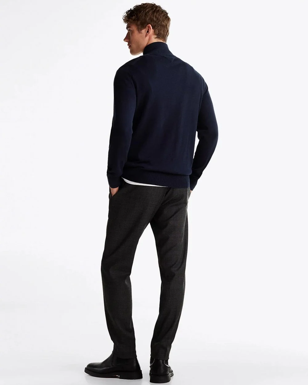 Tommy Hilfiger Organic Cotton Cashmere Mens Zip-Mock Sweater - Desert Sky - Image 4