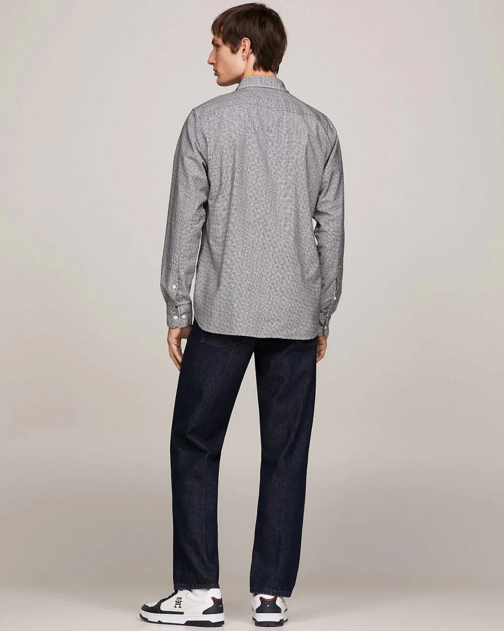 Tommy Hilfiger Oxford Basketweave Print Long Sleeve Mens Shirt - Image 4