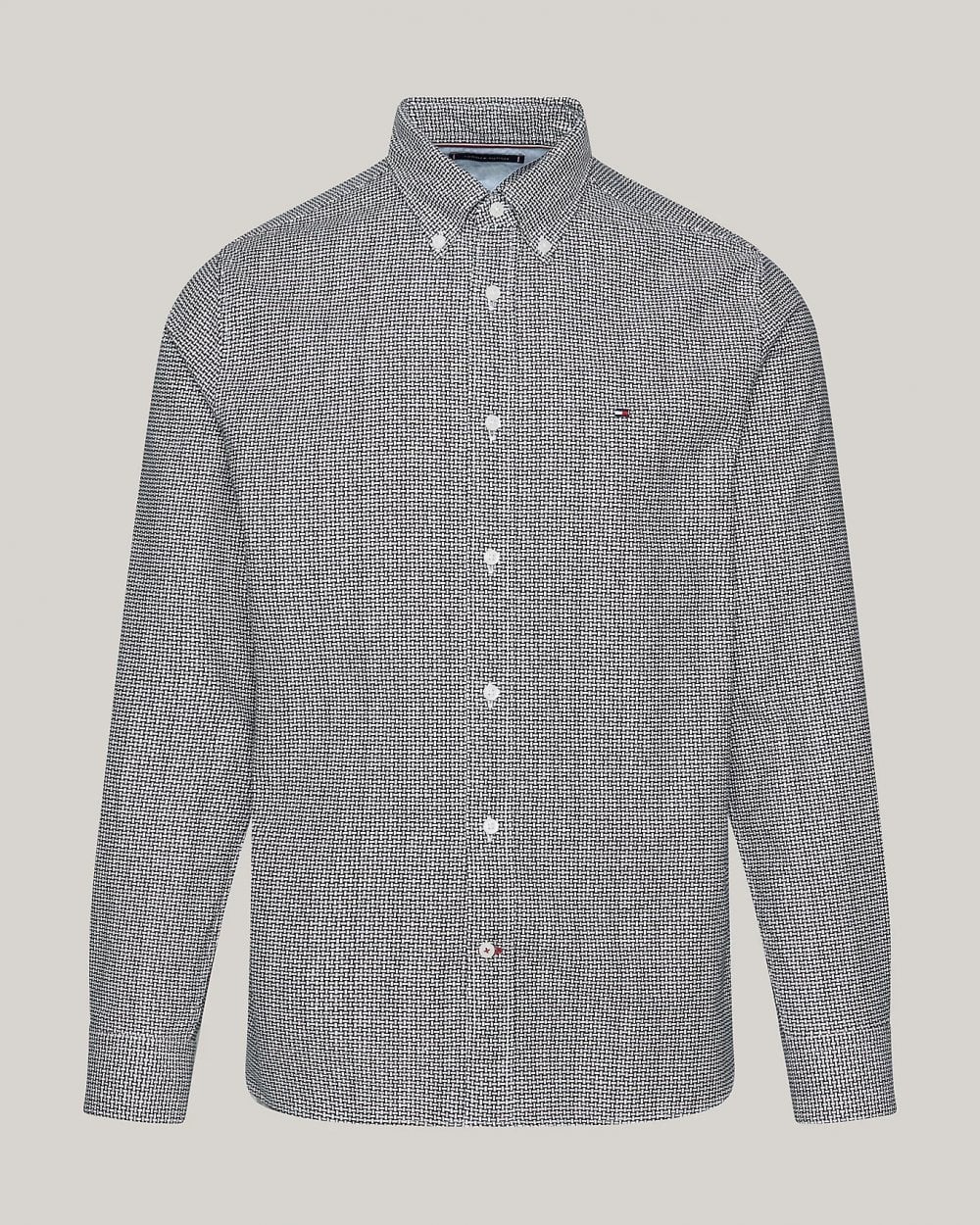 Tommy Hilfiger Oxford Basketweave Print Long Sleeve Mens Shirt - Image 5