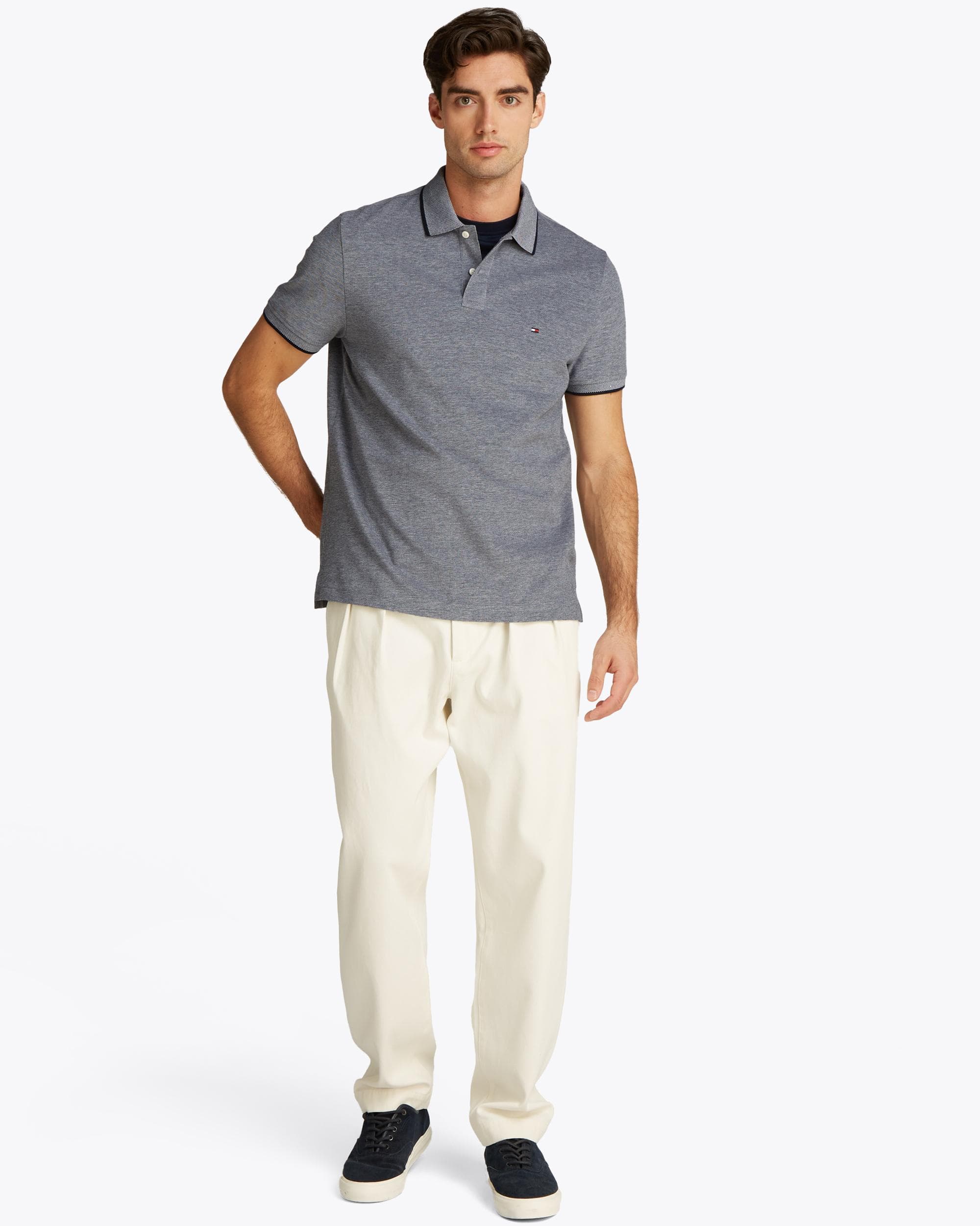 Tommy Hilfiger Oxford Two Tone Tipped Mens Polo - Image 4