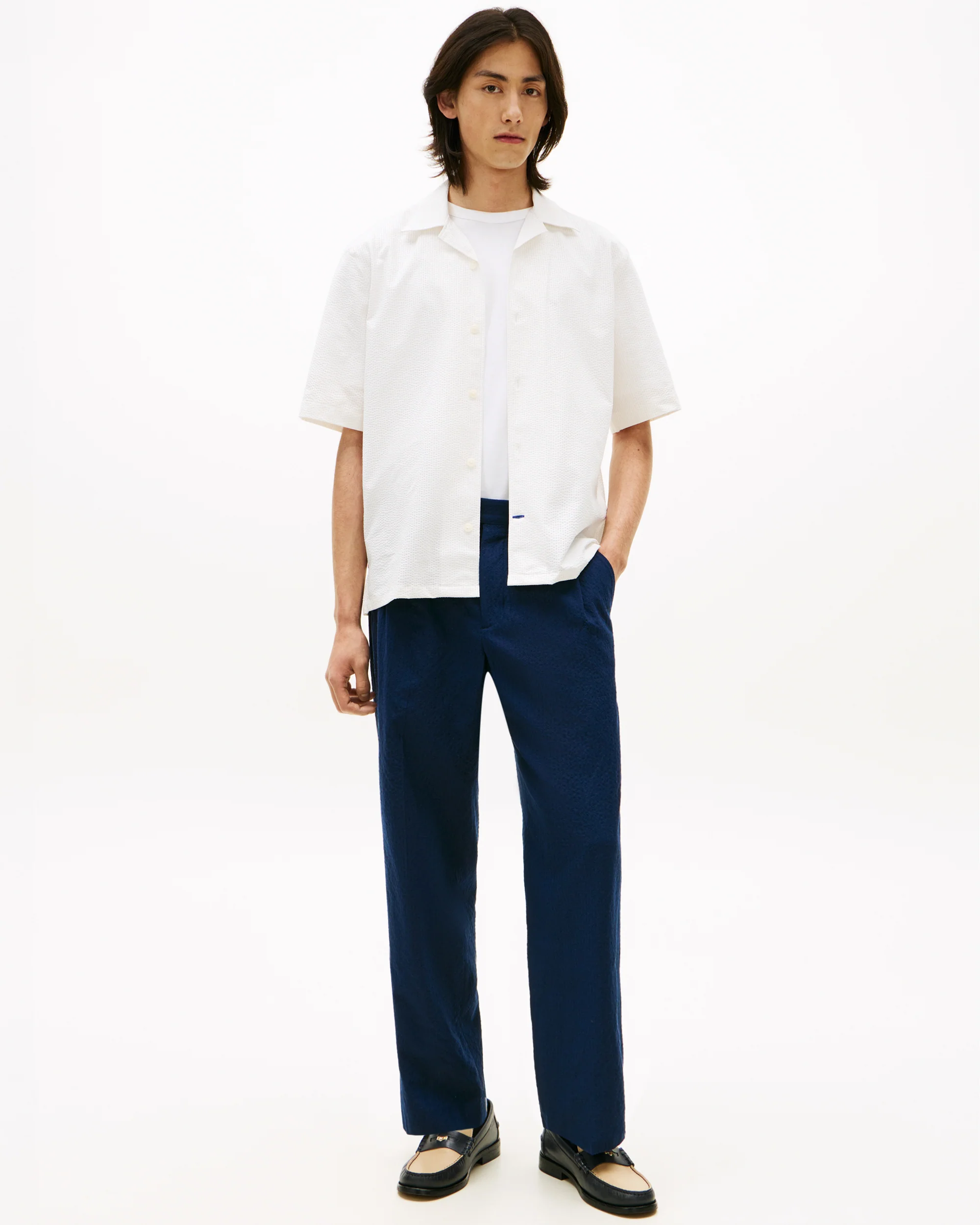 Tommy Hilfiger Performance Seersucker Mens Short Sleeve Shirt - Ivory Petal/Ecru Stripe - Image 3