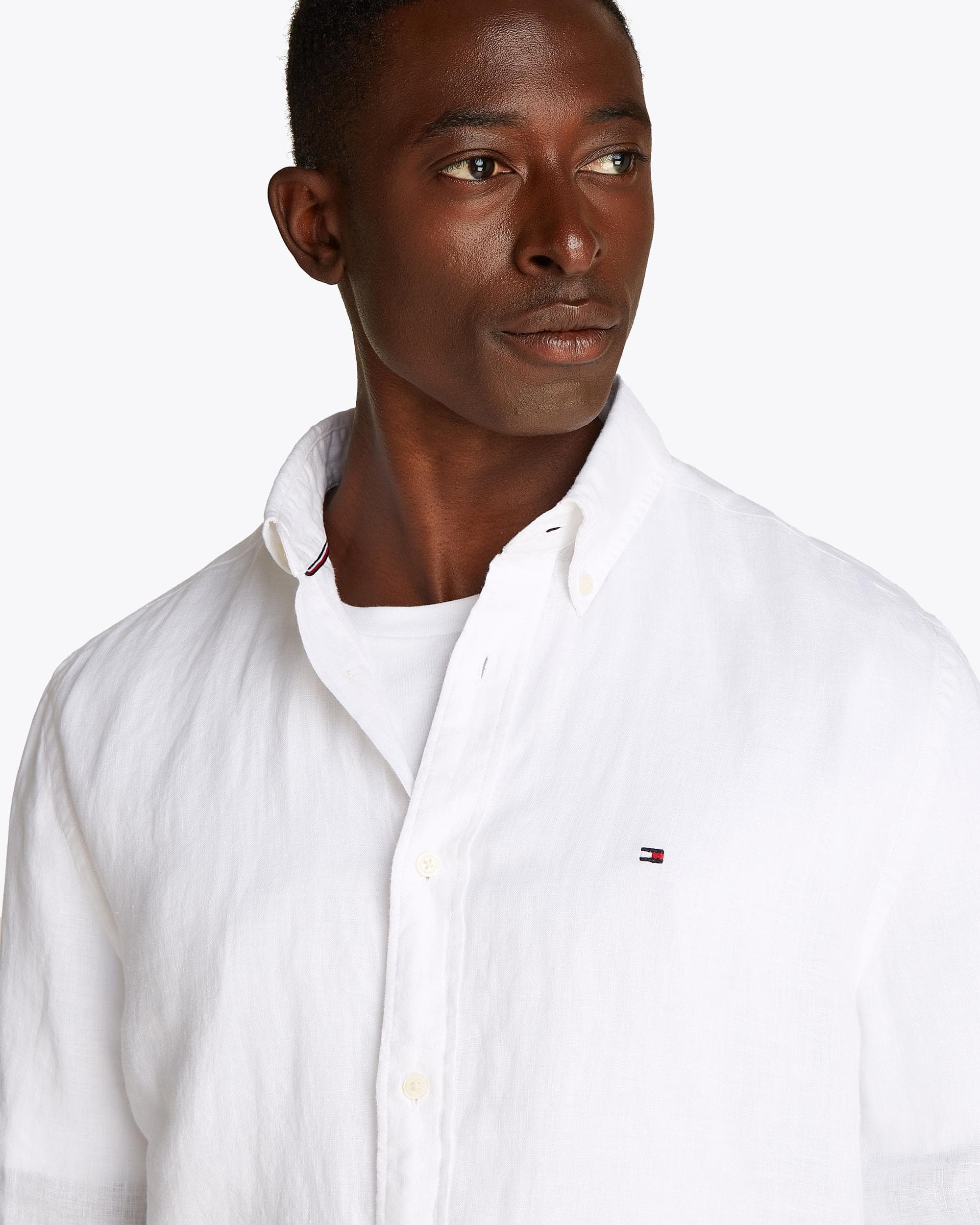 Tommy Hilfiger Pigment Dyed Solid Mens Shirt - Optic White - Image 2