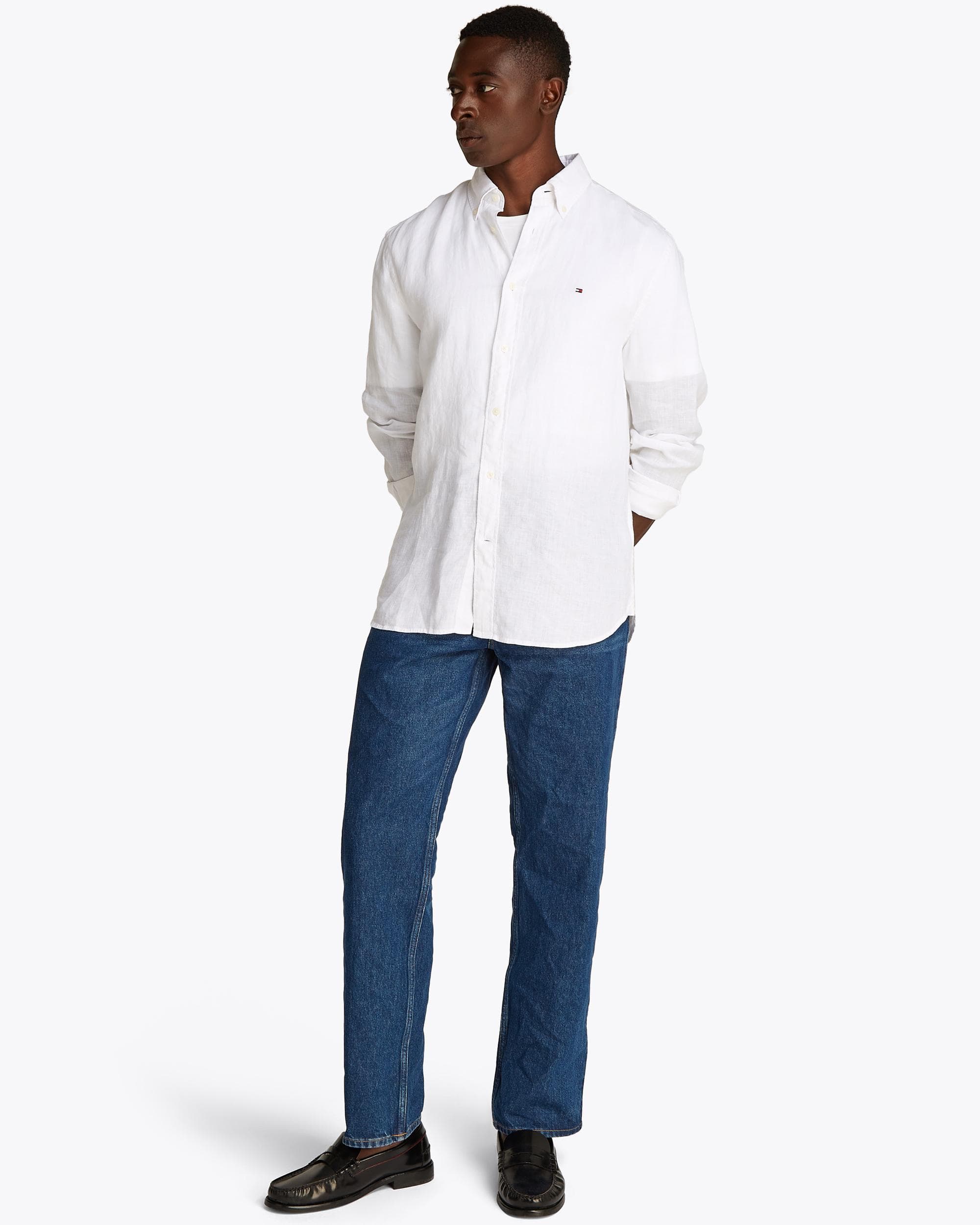 Tommy Hilfiger Pigment Dyed Solid Mens Shirt - Optic White - Image 4
