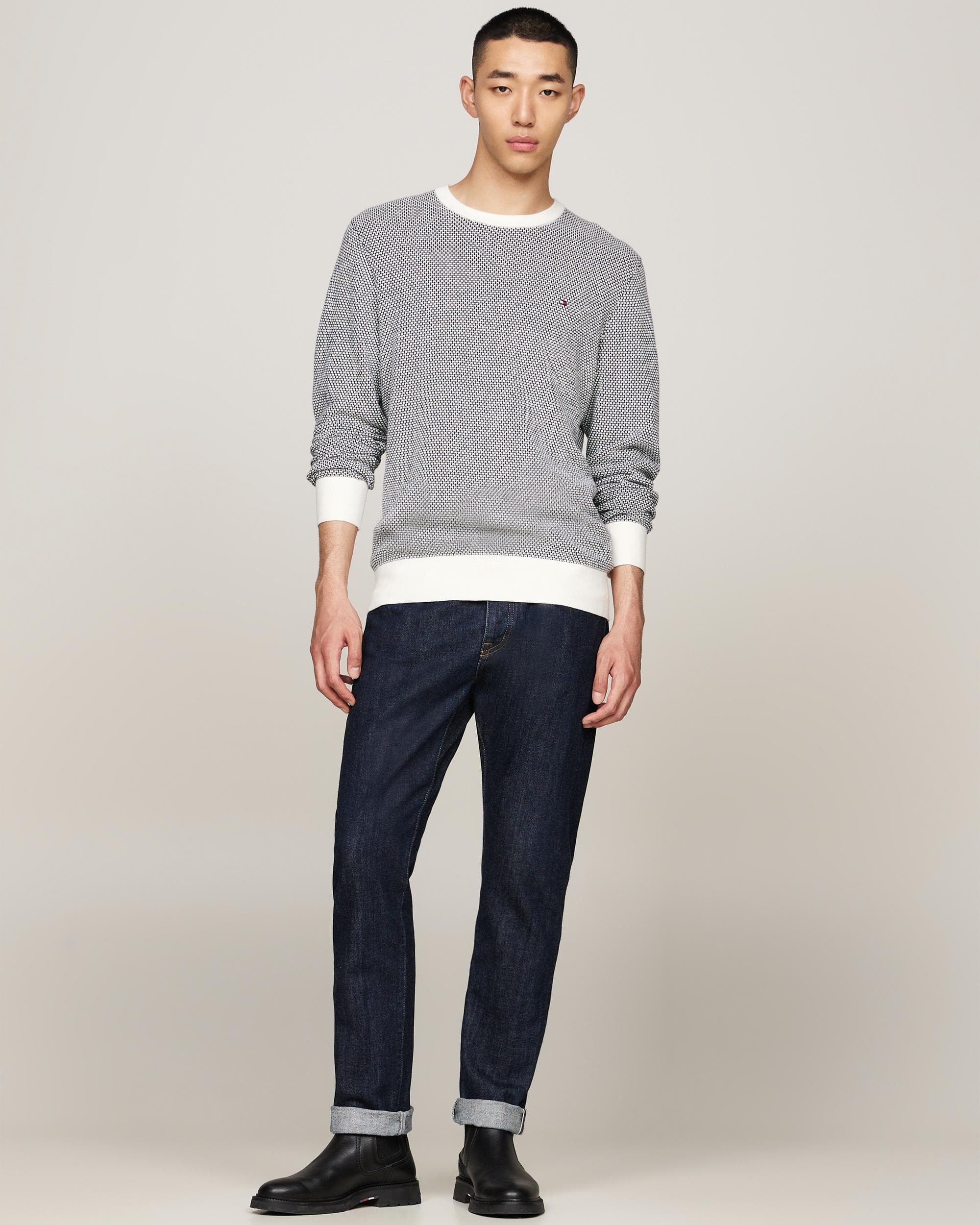 Tommy Hilfiger Pima 2 Tone Mens Jumper - Image 3