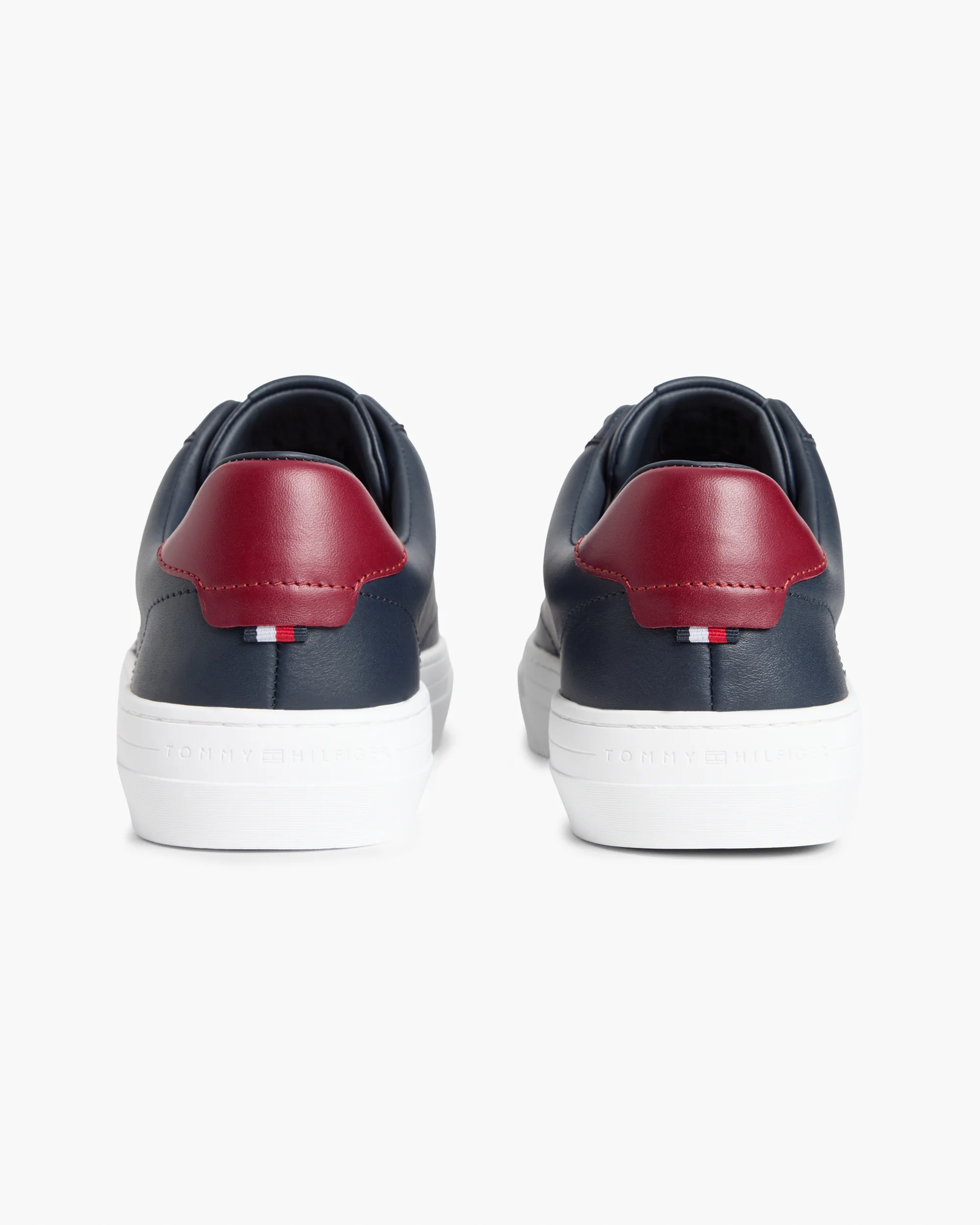 Tommy Hilfiger Premium Dress Nappa Leather Mens Cupsole Trainers - Desert Sky/Red - Image 4