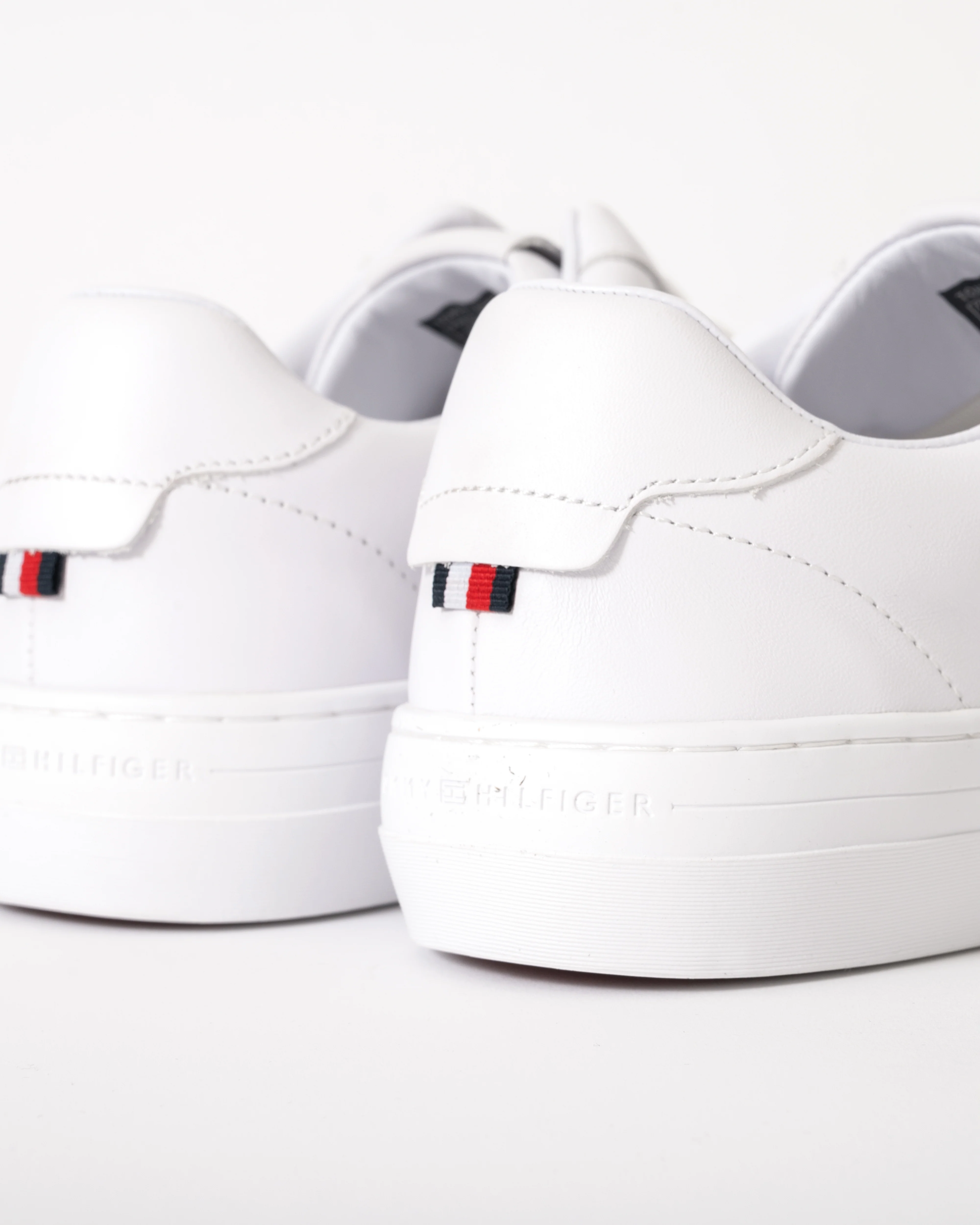 Tommy Hilfiger Premium Dress Nappa Leather Mens Cupsole Trainers - White - Image 2