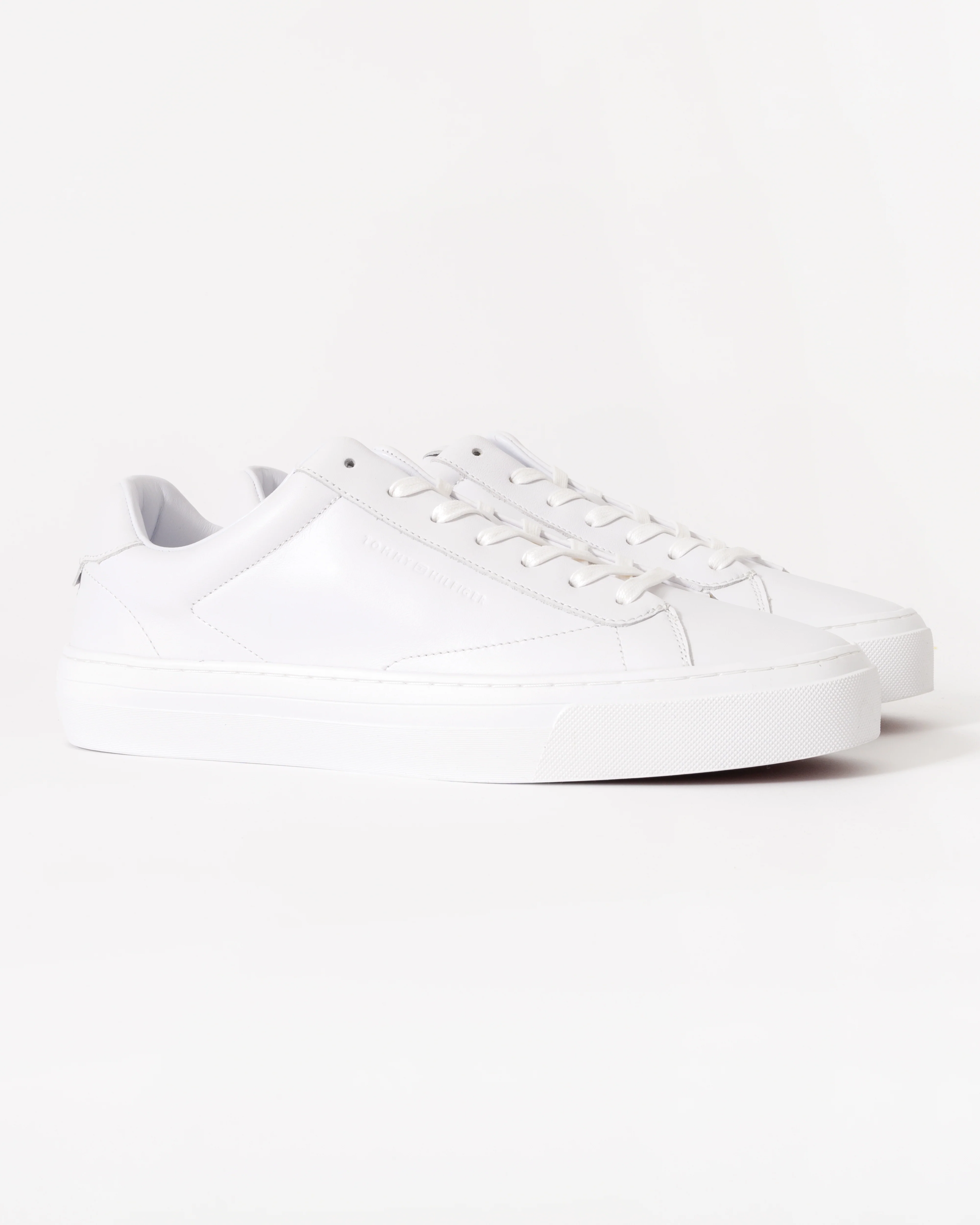 Tommy Hilfiger Premium Dress Nappa Leather Mens Cupsole Trainers - White - Image 3