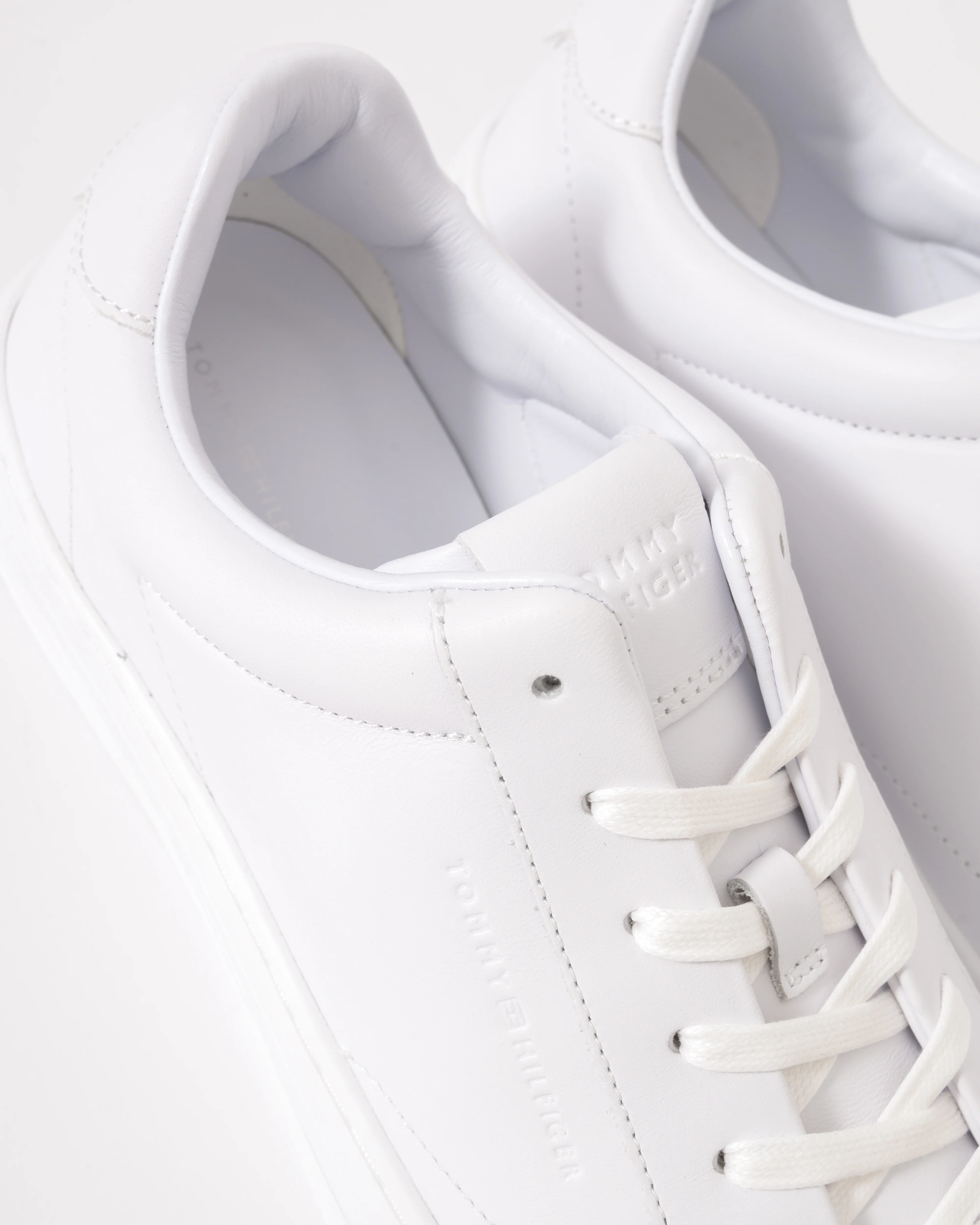 Tommy Hilfiger Premium Dress Nappa Leather Mens Cupsole Trainers - White - Image 6