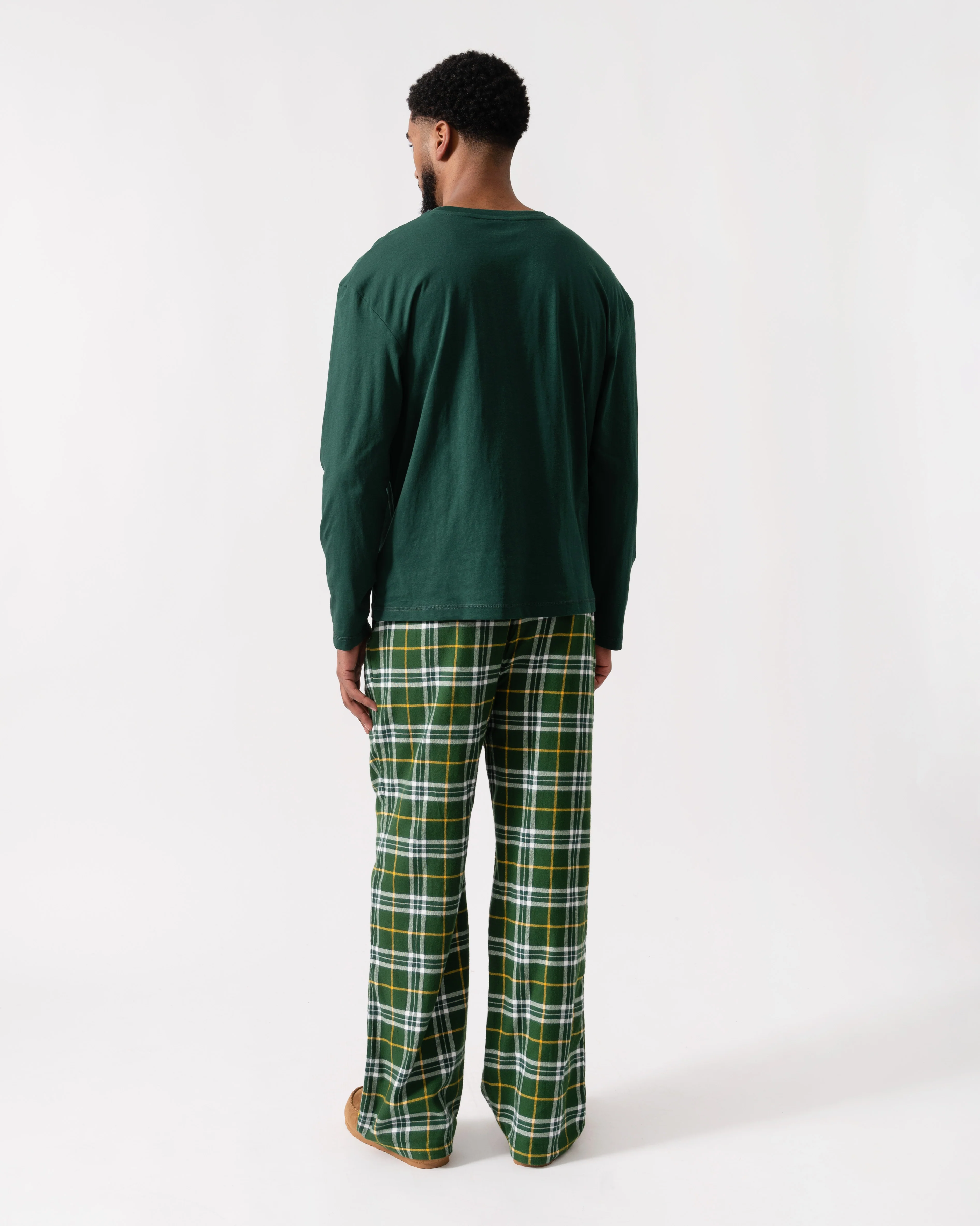 Tommy Hilfiger Relaxed Flannel Print Long Sleeve Mens Pyjama Set - Ornamental Green/Green Tartan - Image 2