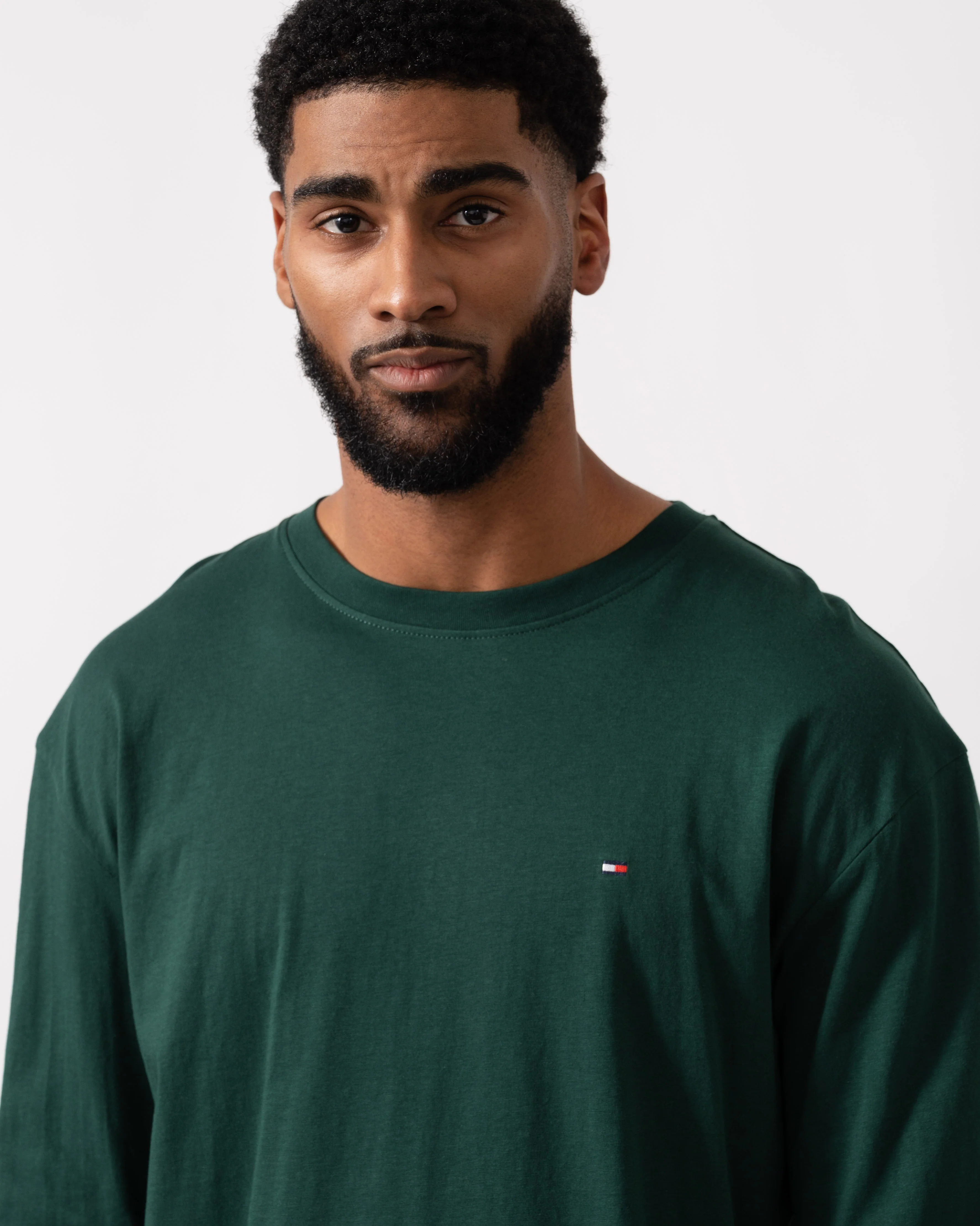 Tommy Hilfiger Relaxed Flannel Print Long Sleeve Mens Pyjama Set - Ornamental Green/Green Tartan - Image 4