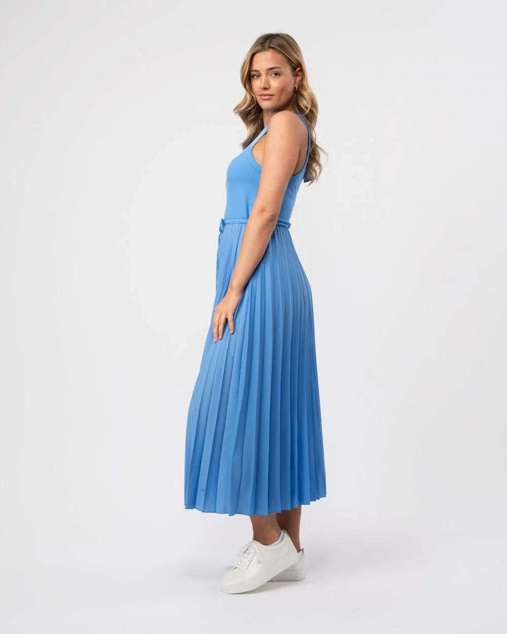 Tommy Hilfiger Rib Tank Pleated Womens Midi Dress - Image 2