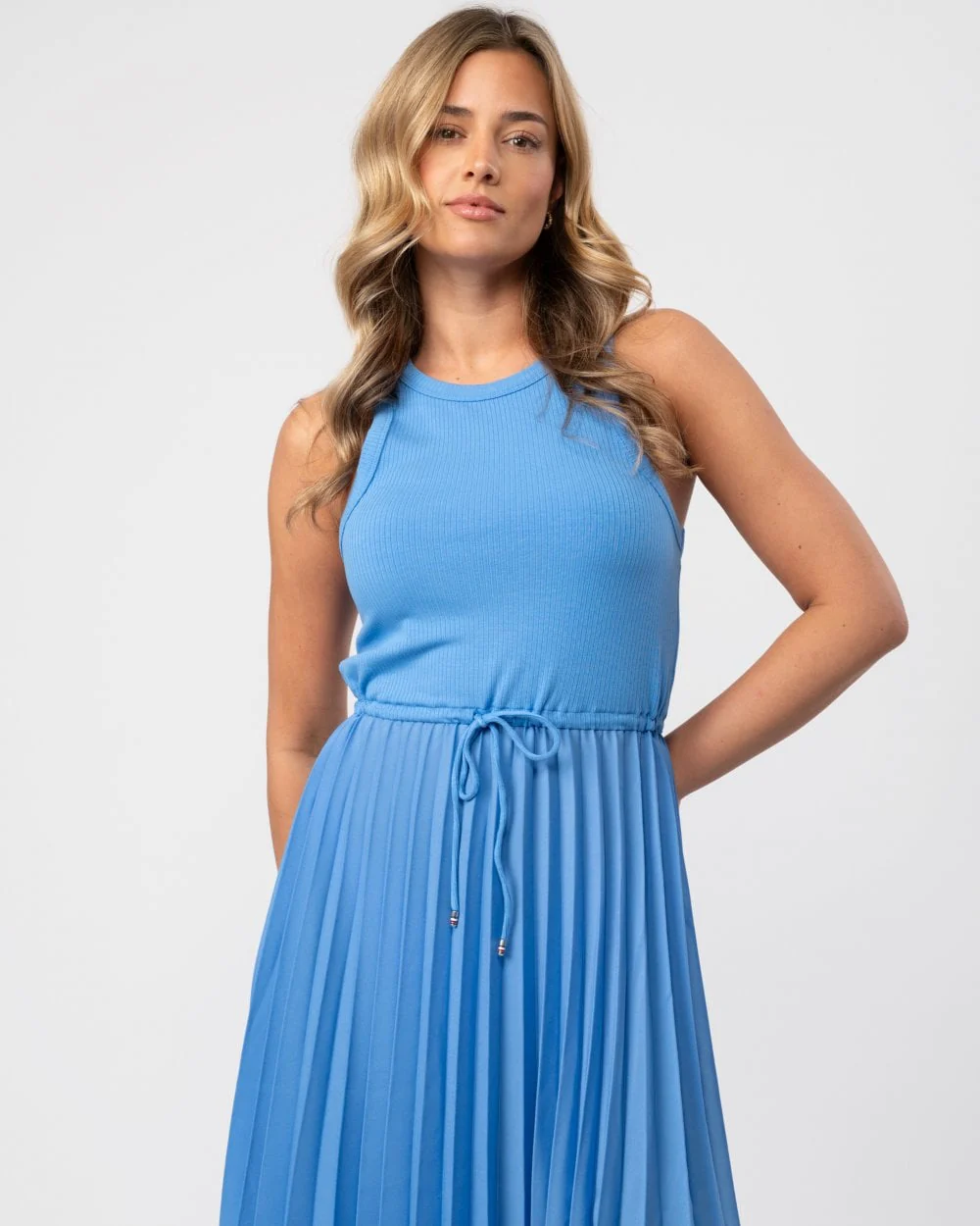 Tommy Hilfiger Rib Tank Pleated Womens Midi Dress - Image 3