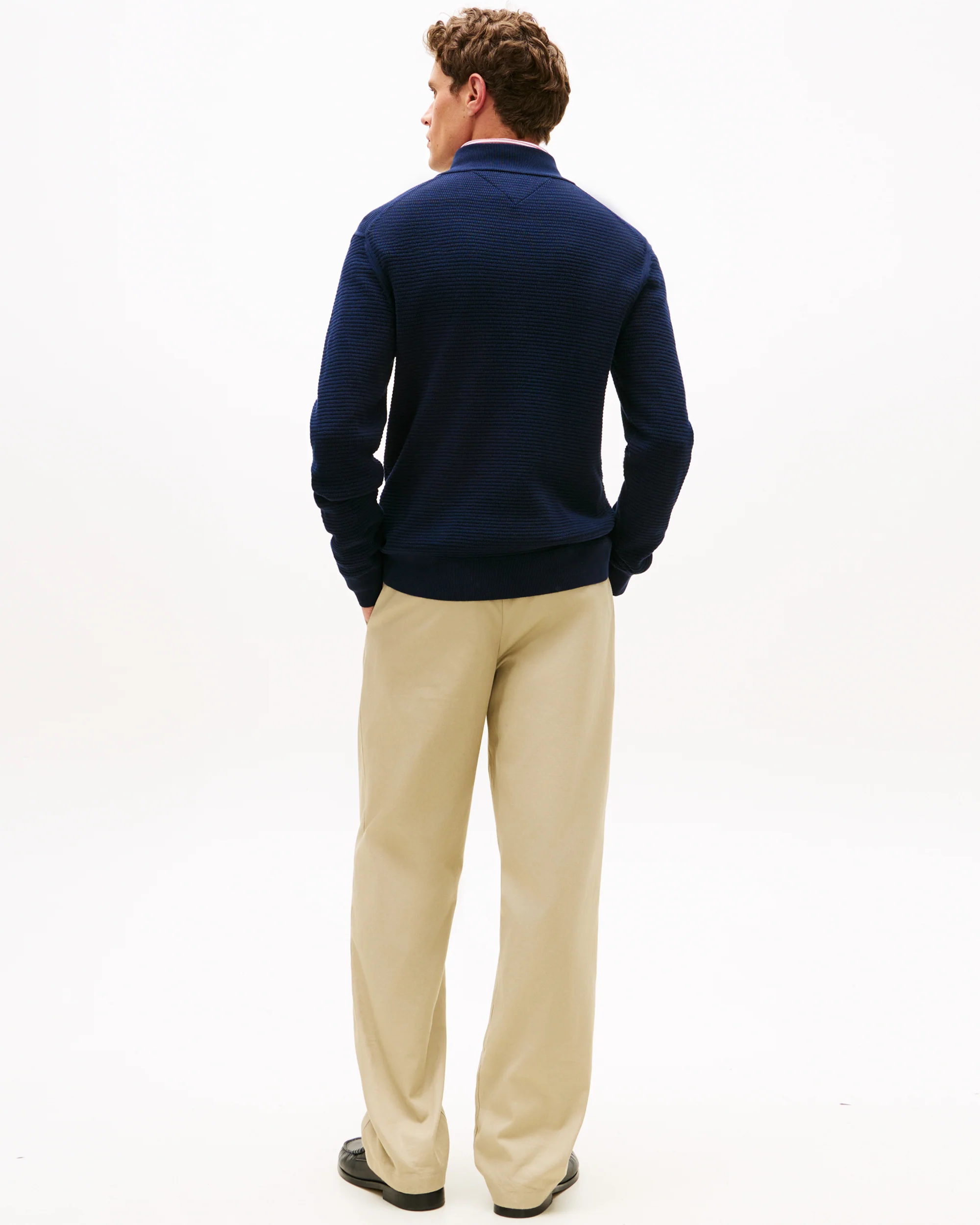 Tommy Hilfiger Seasonal Structure 1/4 Zip Mens Mock Neck Sweatshirt - Desert Sky - Image 4