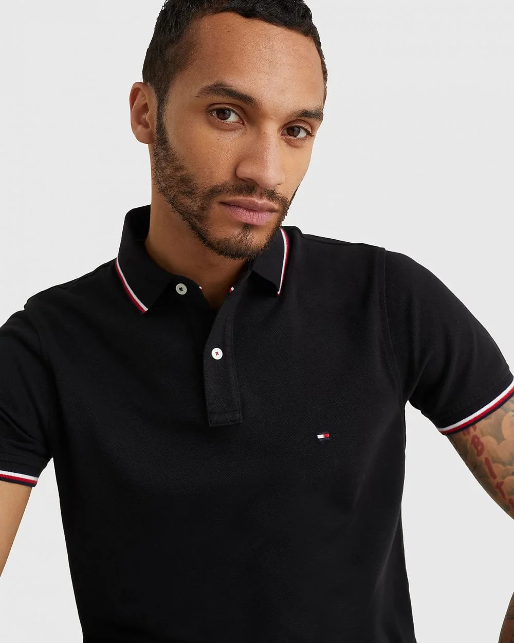 Tommy Hilfiger Slim Mens Tipped Polo - Black - Image 2
