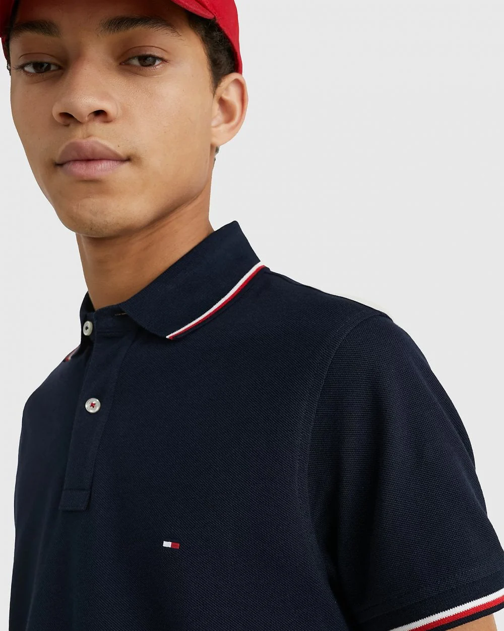 Tommy Hilfiger Slim Mens Tipped Polo - Desert Sky - Image 2