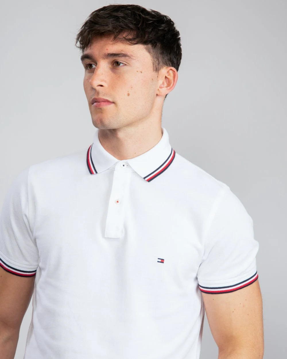 Tommy Hilfiger Slim Mens Tipped Polo - White - Image 2
