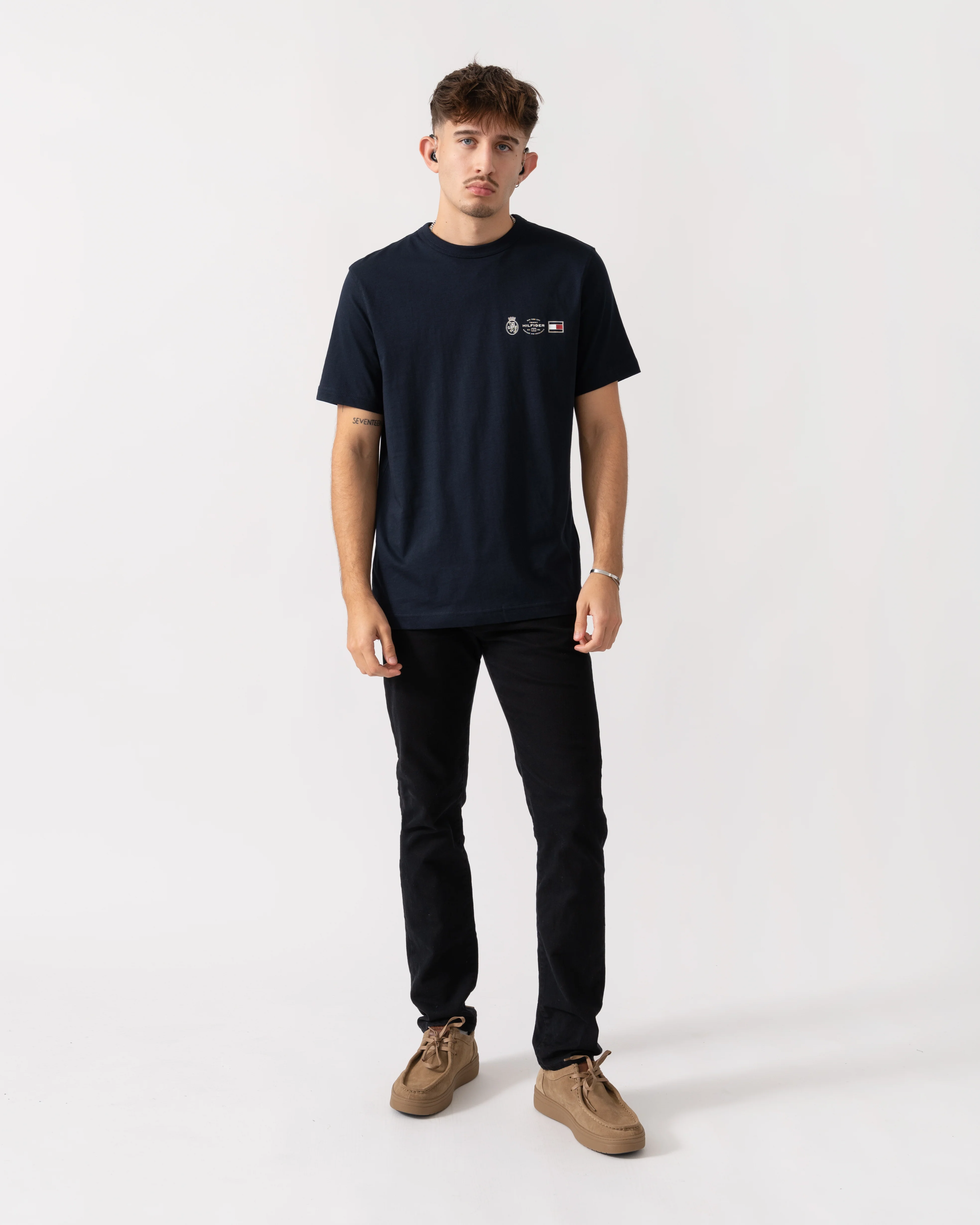 Tommy Hilfiger Small Crest Outline Mens T-Shirt - Desert Sky - Image 2