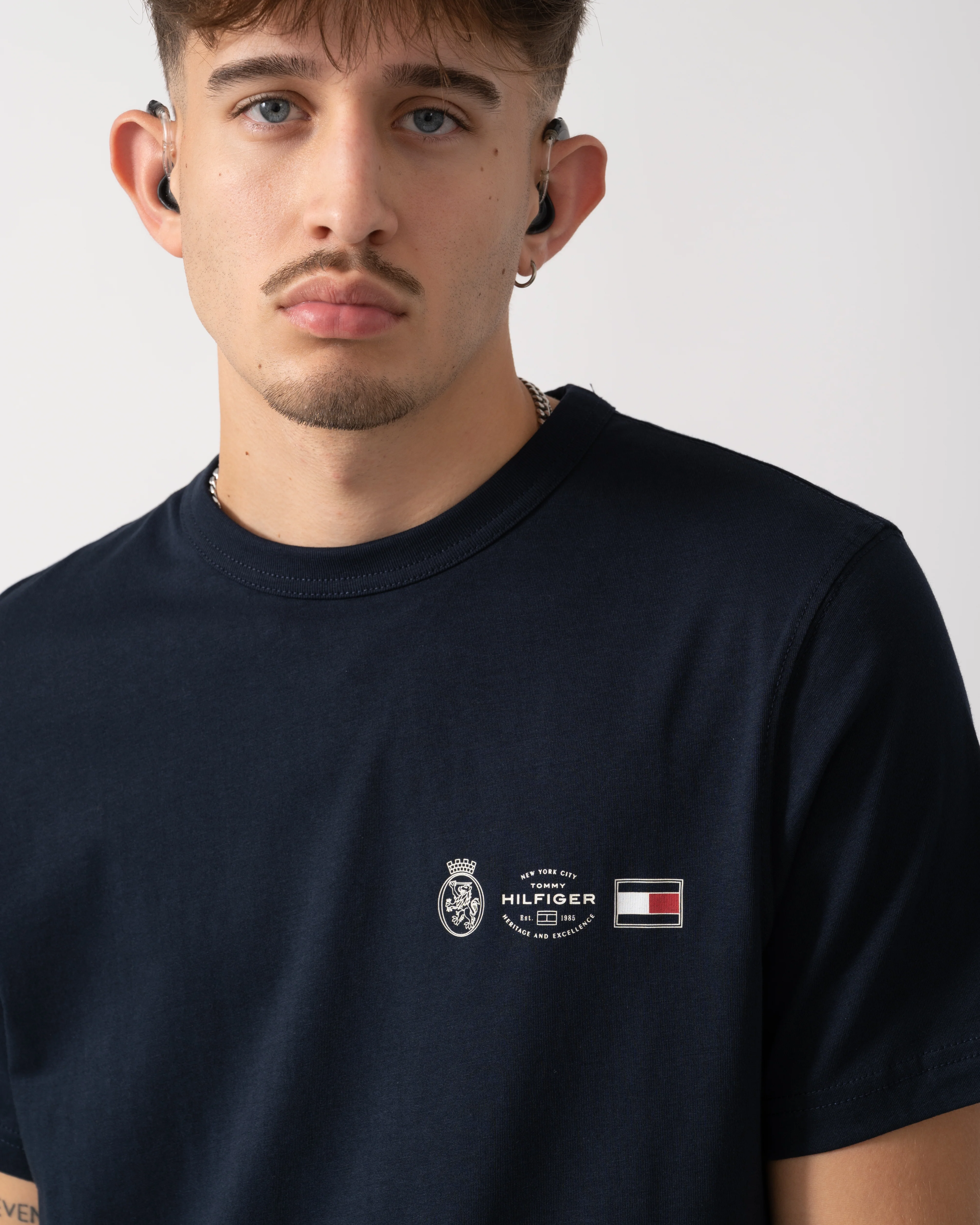 Tommy Hilfiger Small Crest Outline Mens T-Shirt - Desert Sky - Image 3