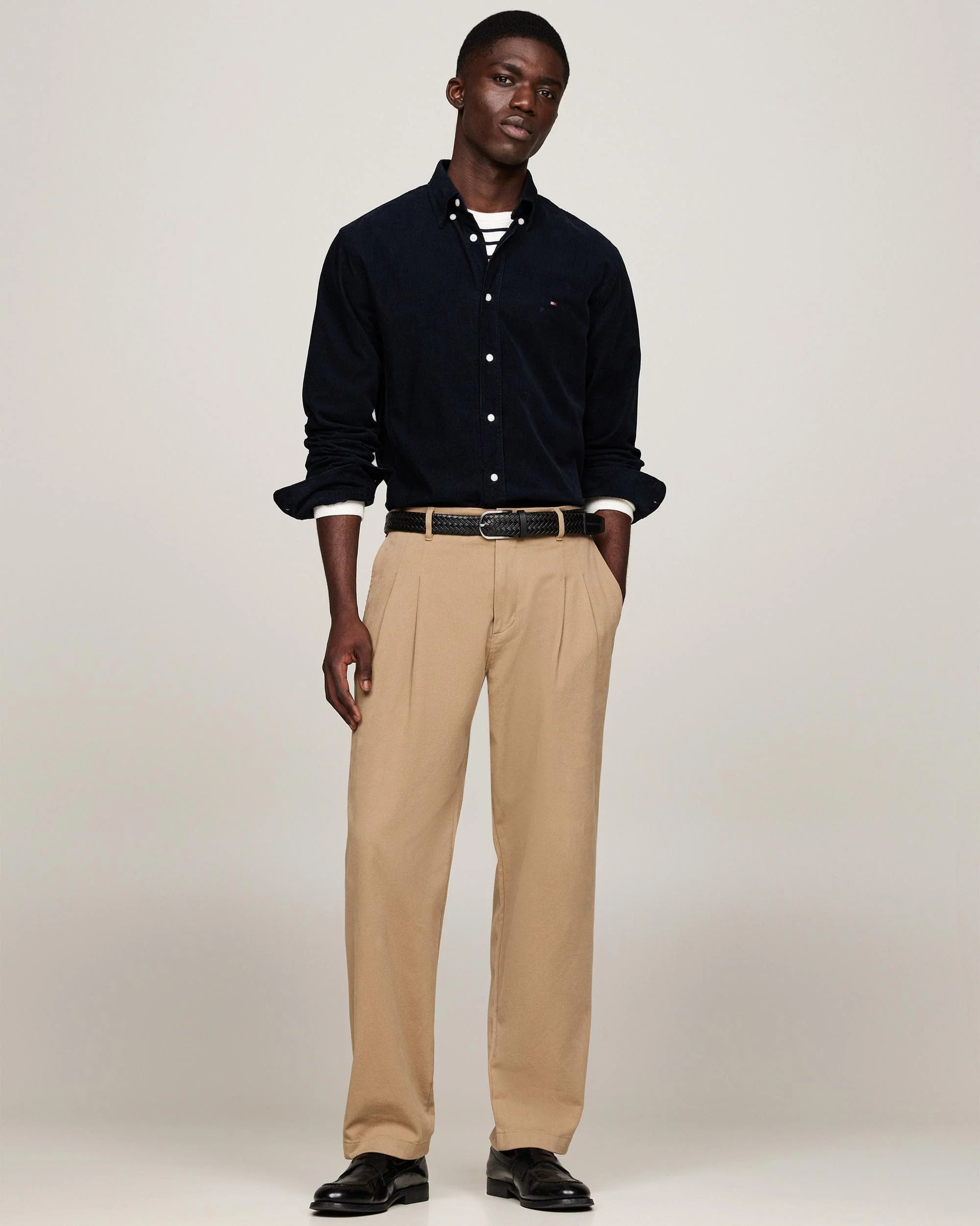 Tommy Hilfiger Solid Corduroy Mens Long Sleeve Shirt - Image 3