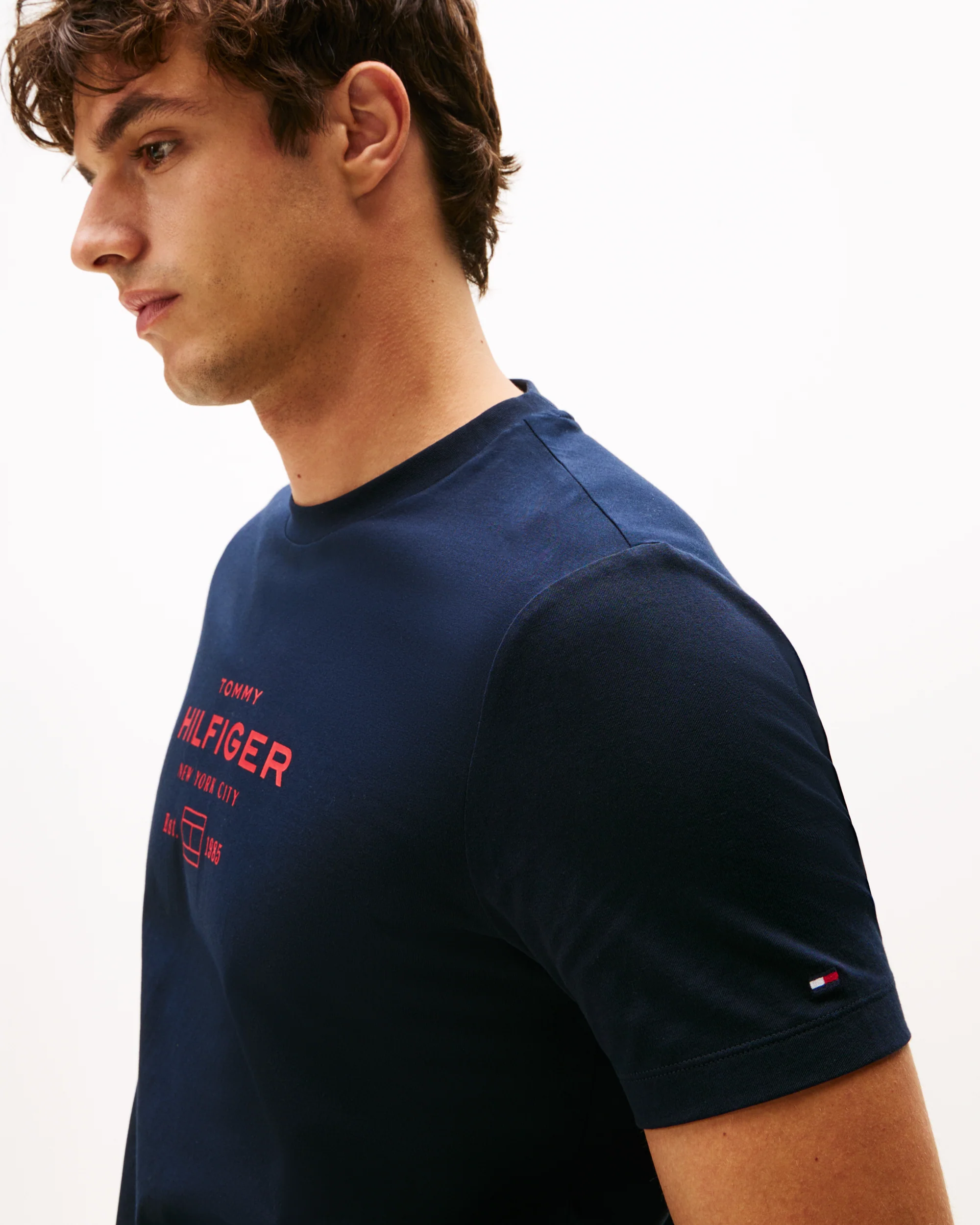 Tommy Hilfiger Stack Hilfiger Mens Graphic T-Shirt - Desert Sky - Image 2