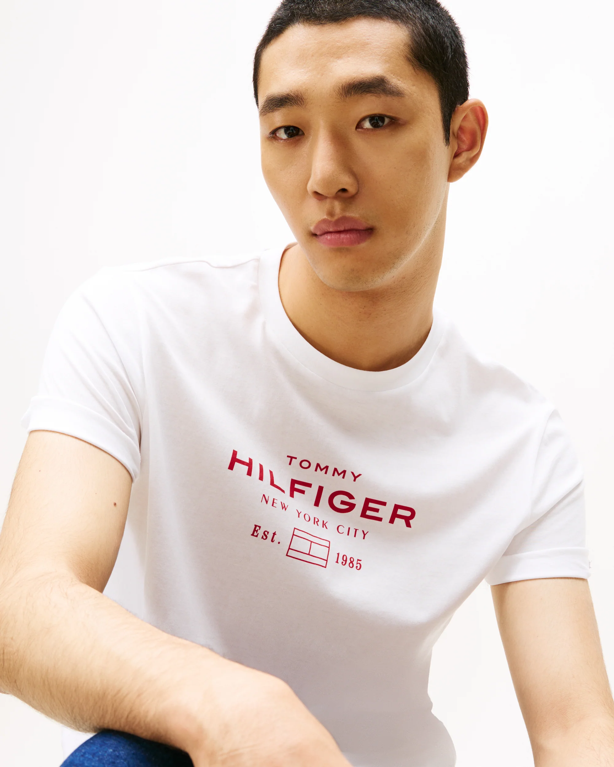 Tommy Hilfiger Stack Hilfiger Mens Graphic T-Shirt - White - Image 2