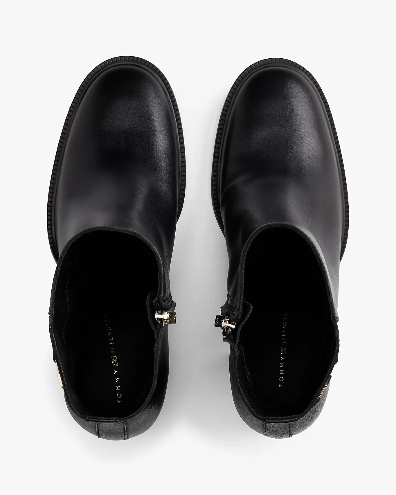 Tommy Hilfiger Stacked Heel Leather Womens Ankle Boots - Black - Image 3