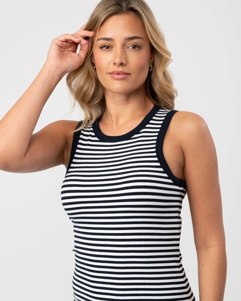 Tommy Hilfiger Stripe Rib Womens Sleeveless Midi Dress - Image 2
