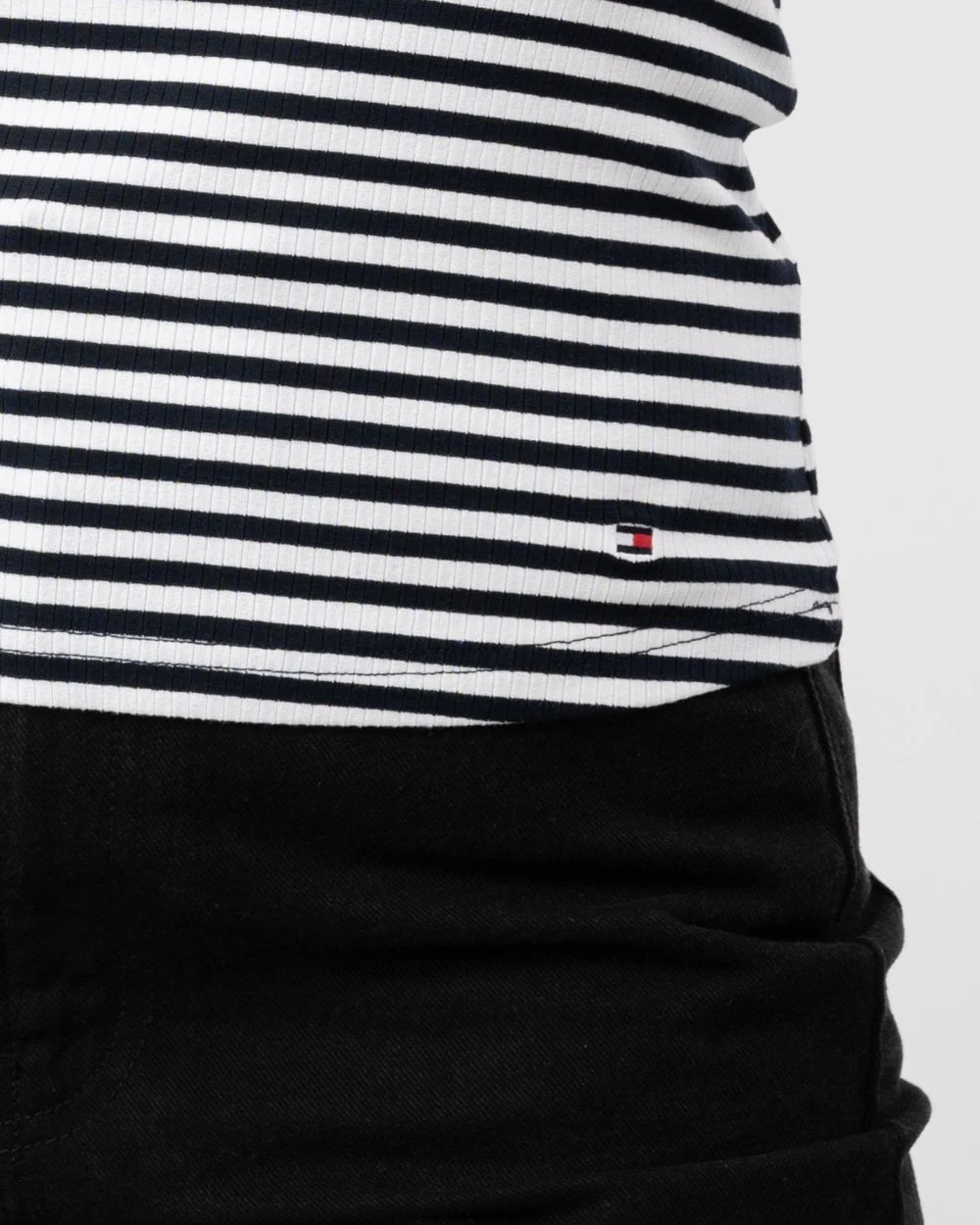 Tommy Hilfiger Stripe Rib Womens Slim Tank Top - Mini Stripe Desert Sky/White - Image 4