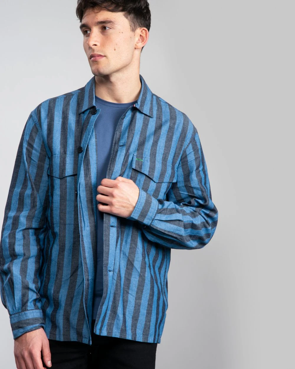 Tommy Hilfiger Striped Cotton and Linen Mens Shirt - Image 4