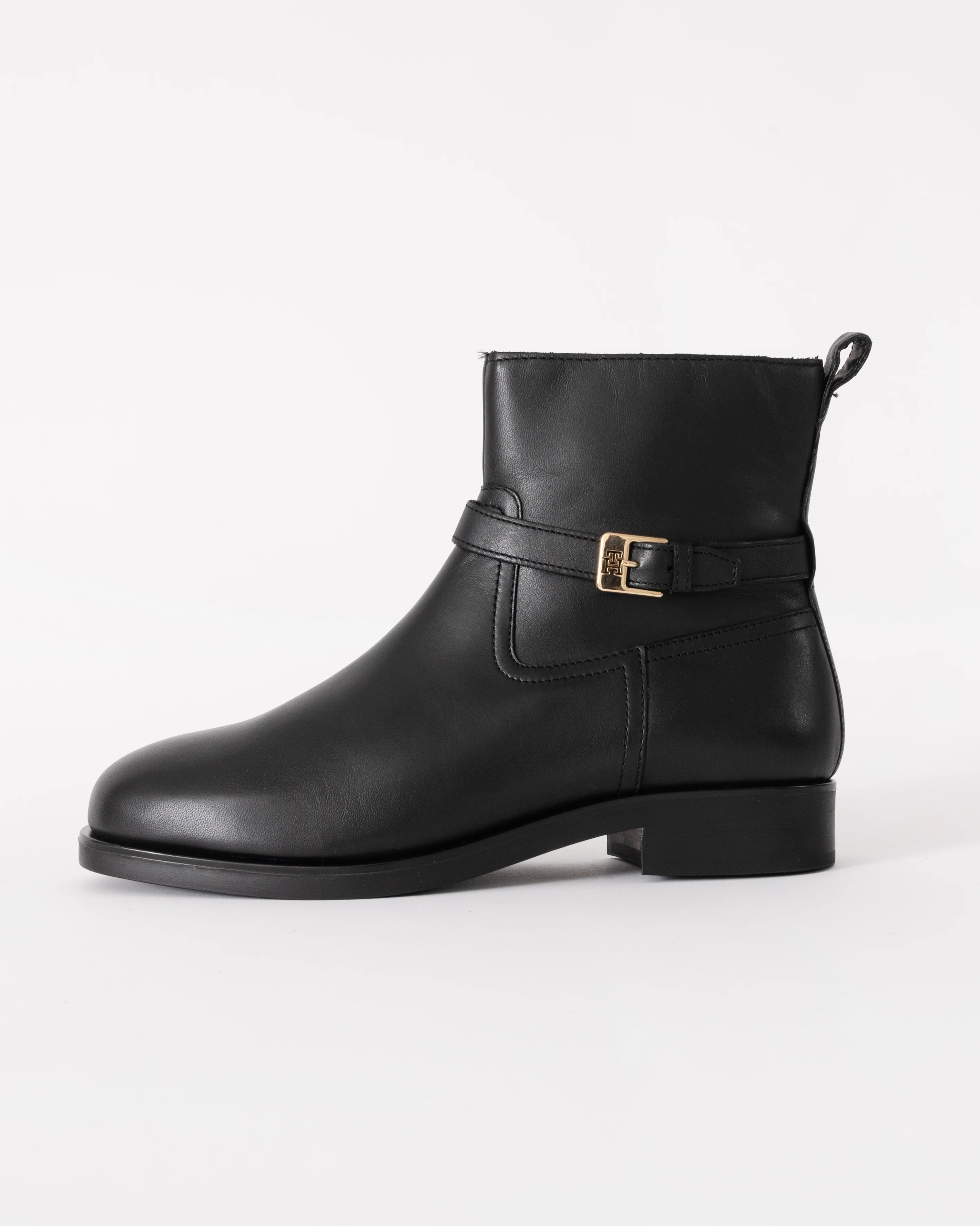 Tommy Hilfiger TH Buckle Womens Riding Leather Booties - Black - Image 2