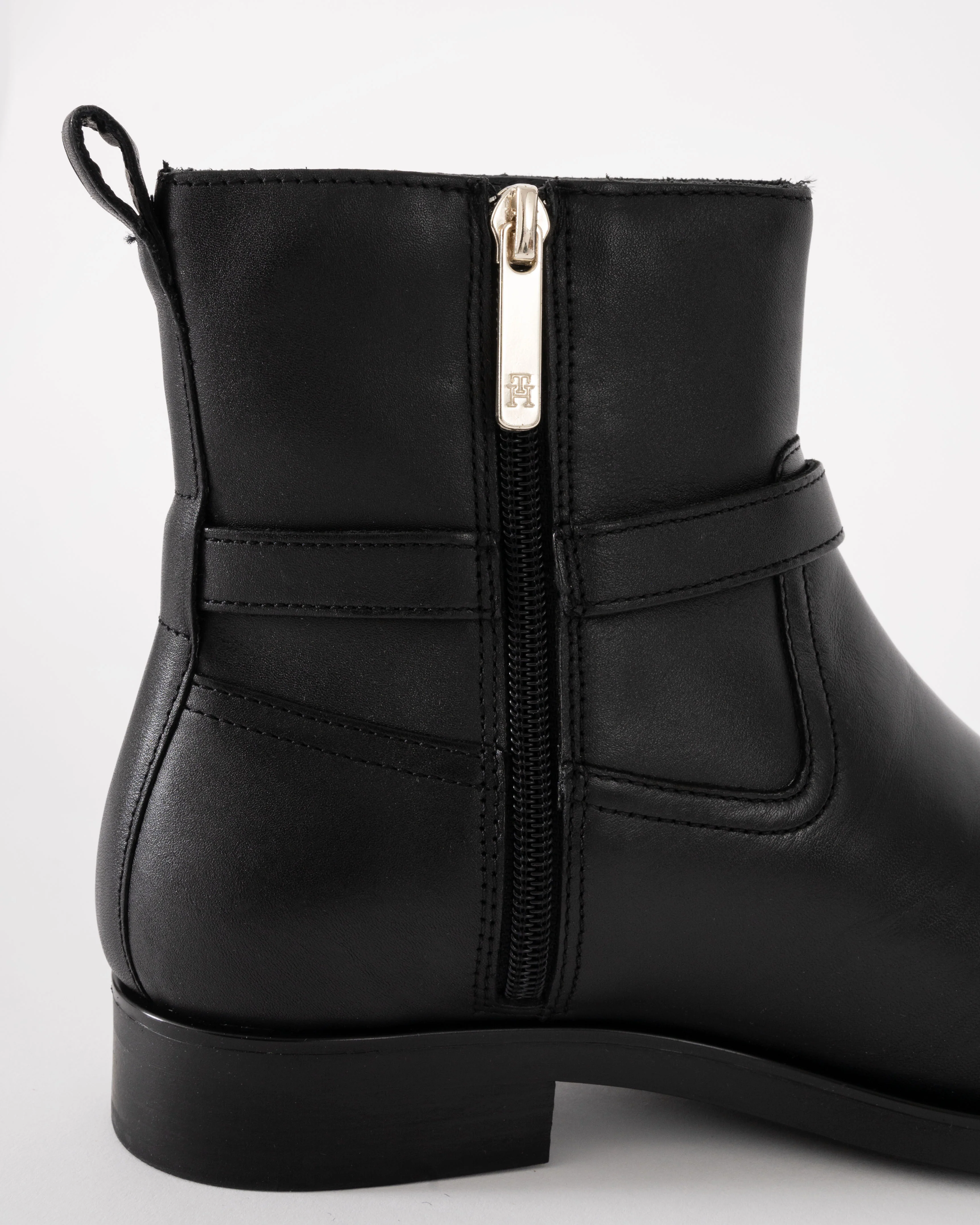 Tommy Hilfiger TH Buckle Womens Riding Leather Booties - Black - Image 6