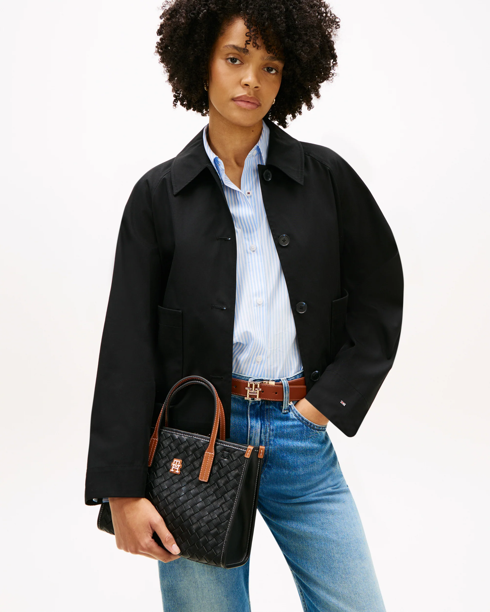 Tommy Hilfiger TH City Womens Mini Tote Bag - Black Mix - Image 2