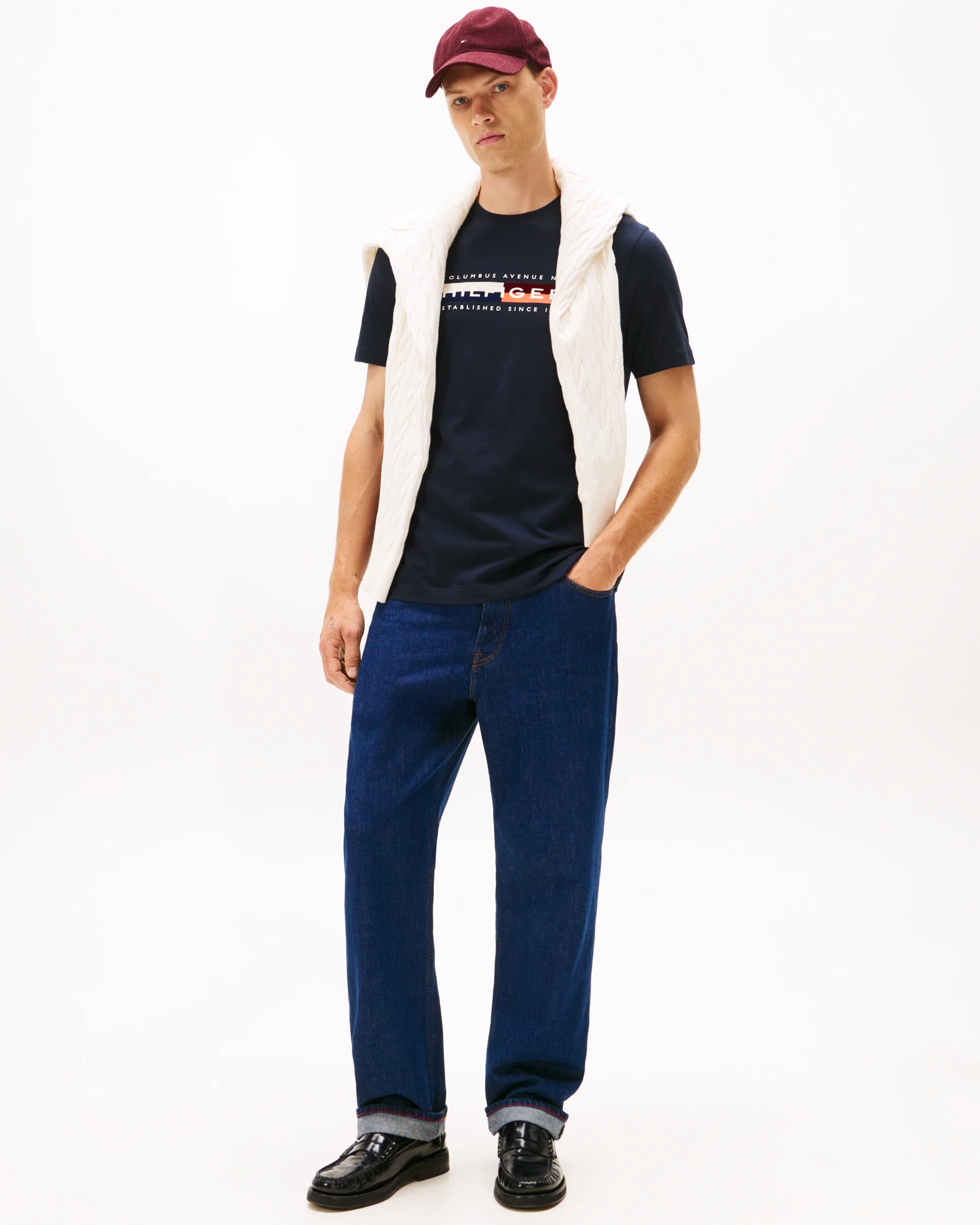Tommy Hilfiger TH Colour Block Mens Graphic T-Shirt - Desert Sky - Image 3