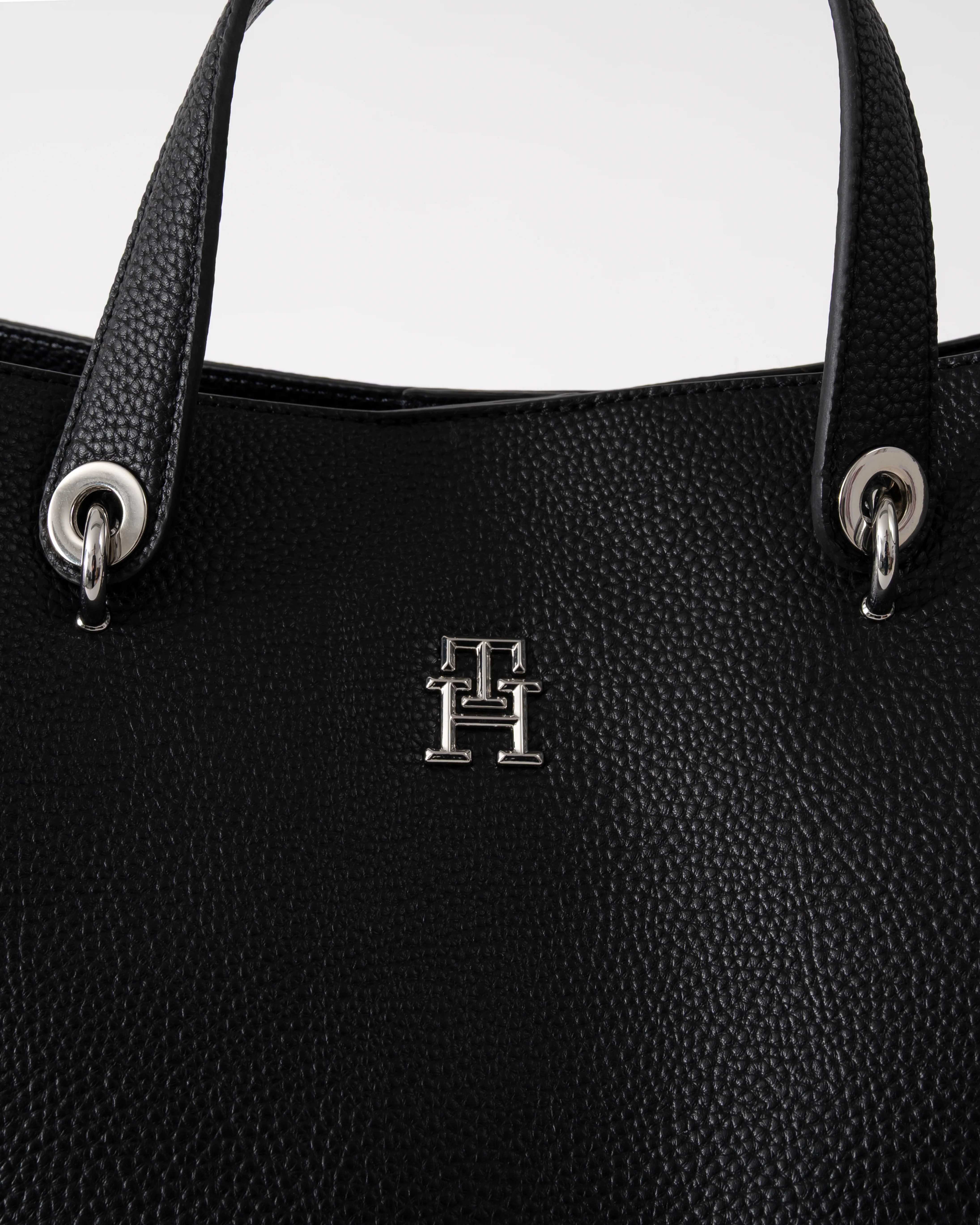 Tommy Hilfiger TH Emblem Womens Satchel Bag - Black - Image 2