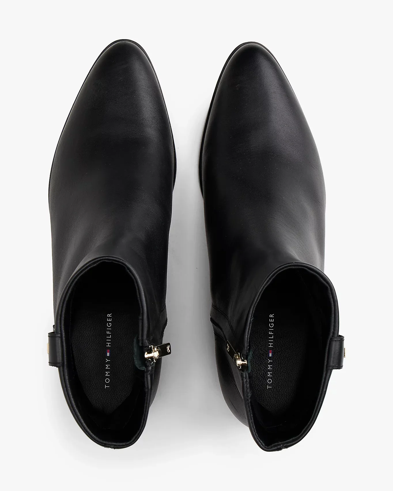 Tommy Hilfiger TH Leather Pointy Womens Zipped Booties - Black - Image 3