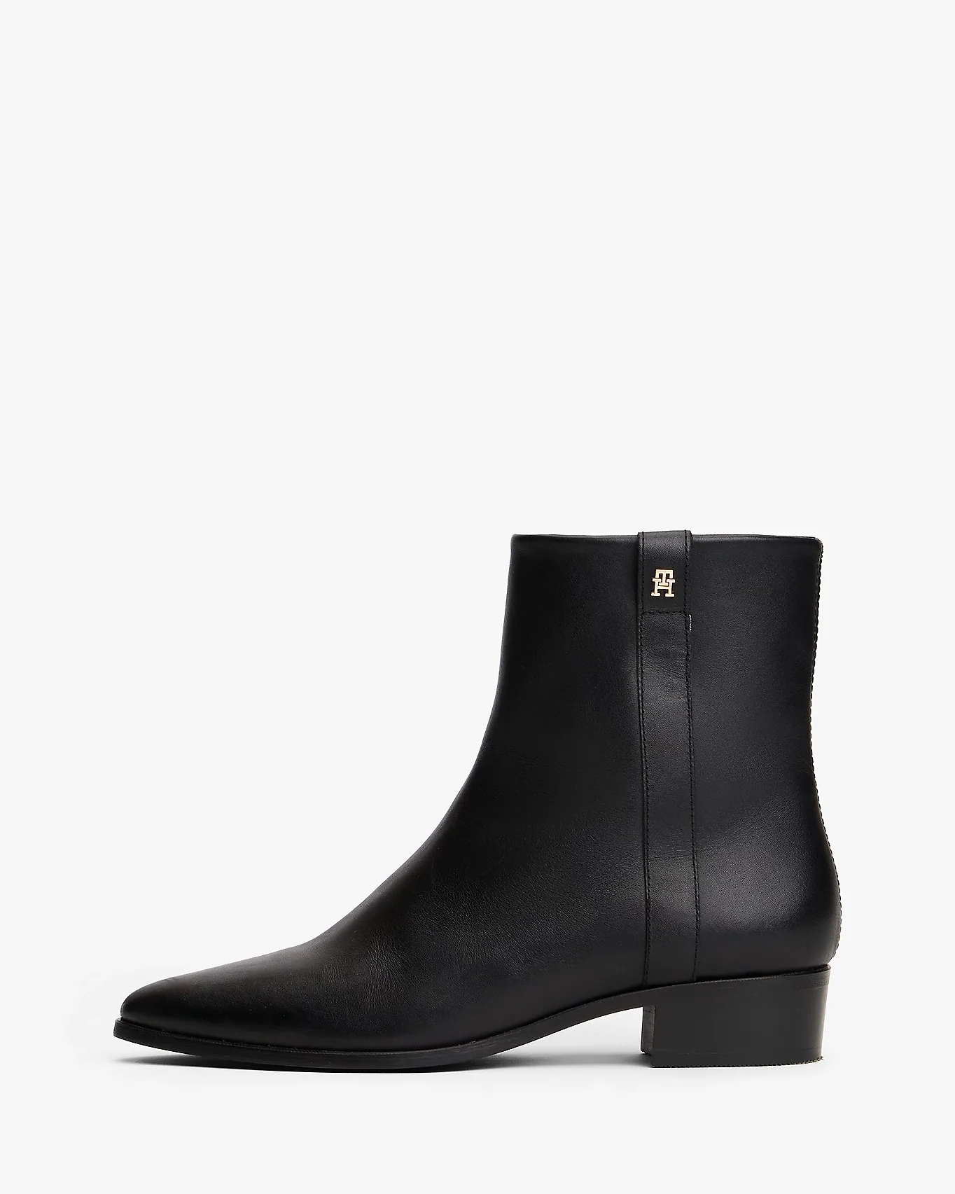 Tommy Hilfiger TH Leather Pointy Womens Zipped Booties - Black - Image 6