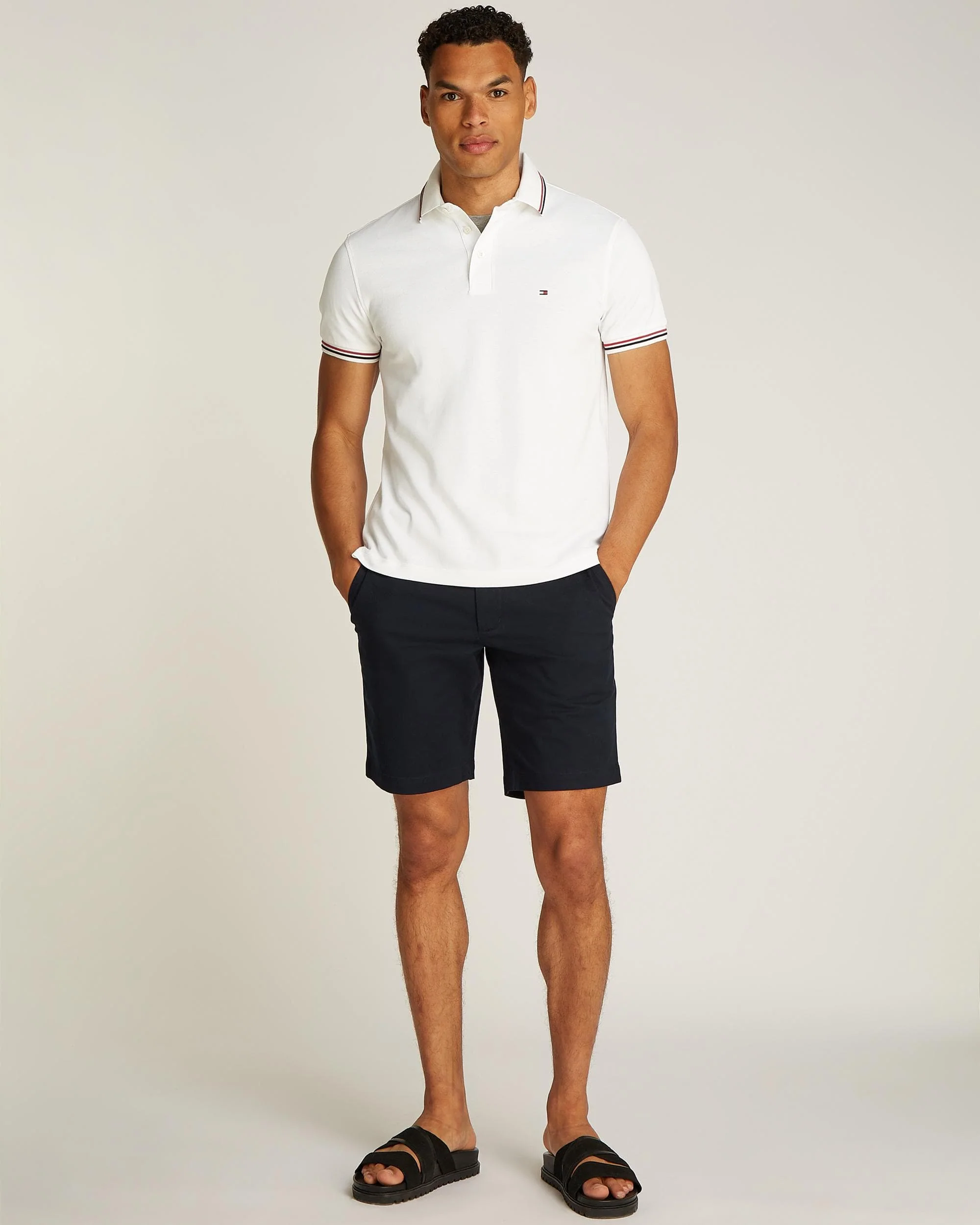 Tommy Hilfiger Tipped Mens Slim Fit Polo - White - Image 3