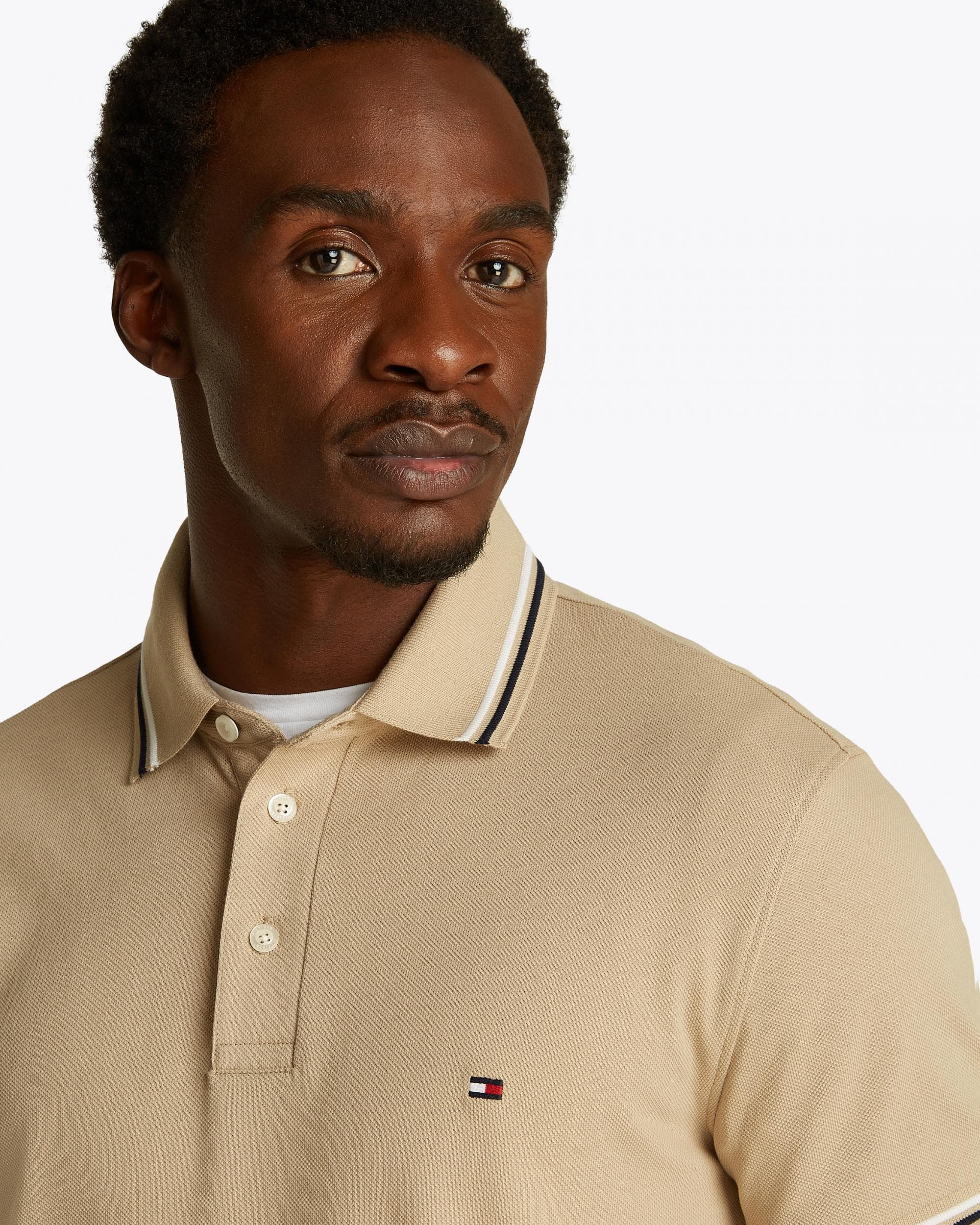 Tommy Hilfiger Tipped Slim Fit Mens Polo - Sandalwood - Image 4
