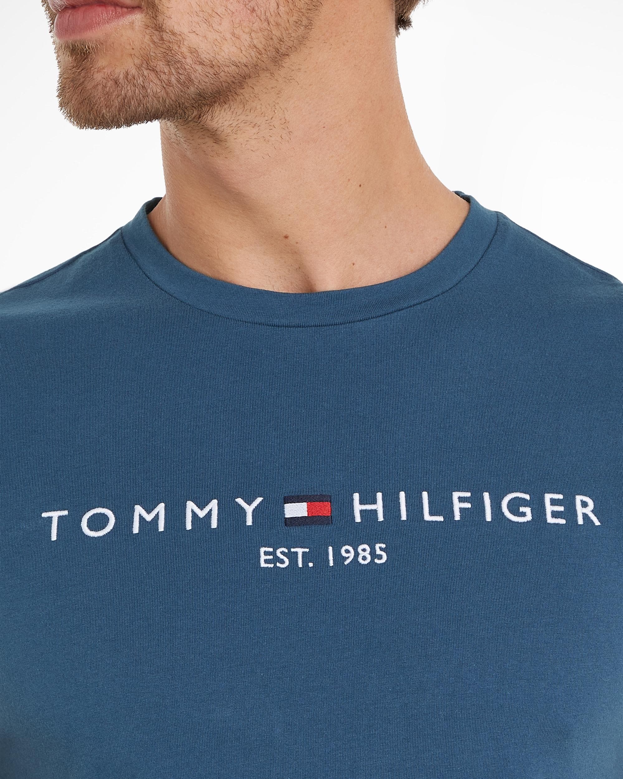 Tommy Hilfiger Tommy Logo Basic Mens T-Shirt - Aegean Sea - Image 2