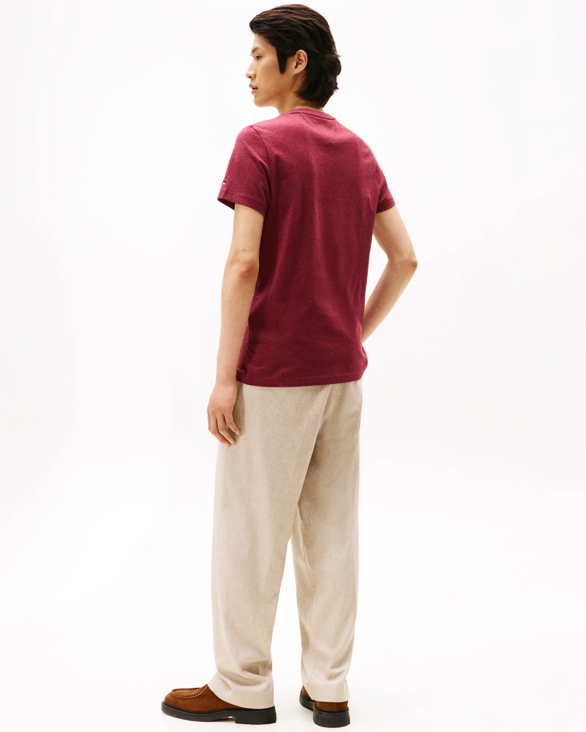 Tommy Hilfiger Tommy Logo Basic Mens T-Shirt - Deep Rouge Heather - Image 4