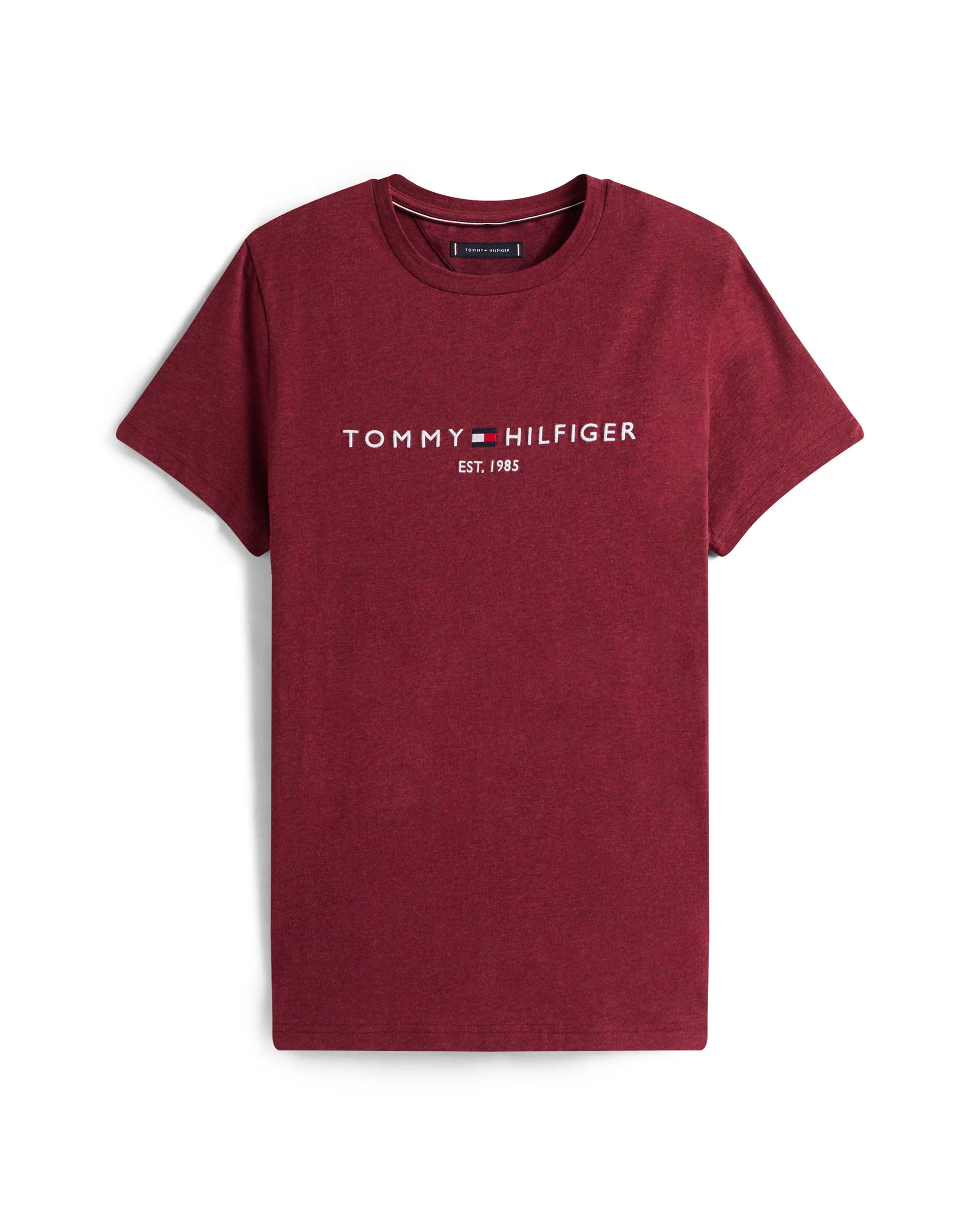 Tommy Hilfiger Tommy Logo Basic Mens T-Shirt - Deep Rouge Heather - Image 5