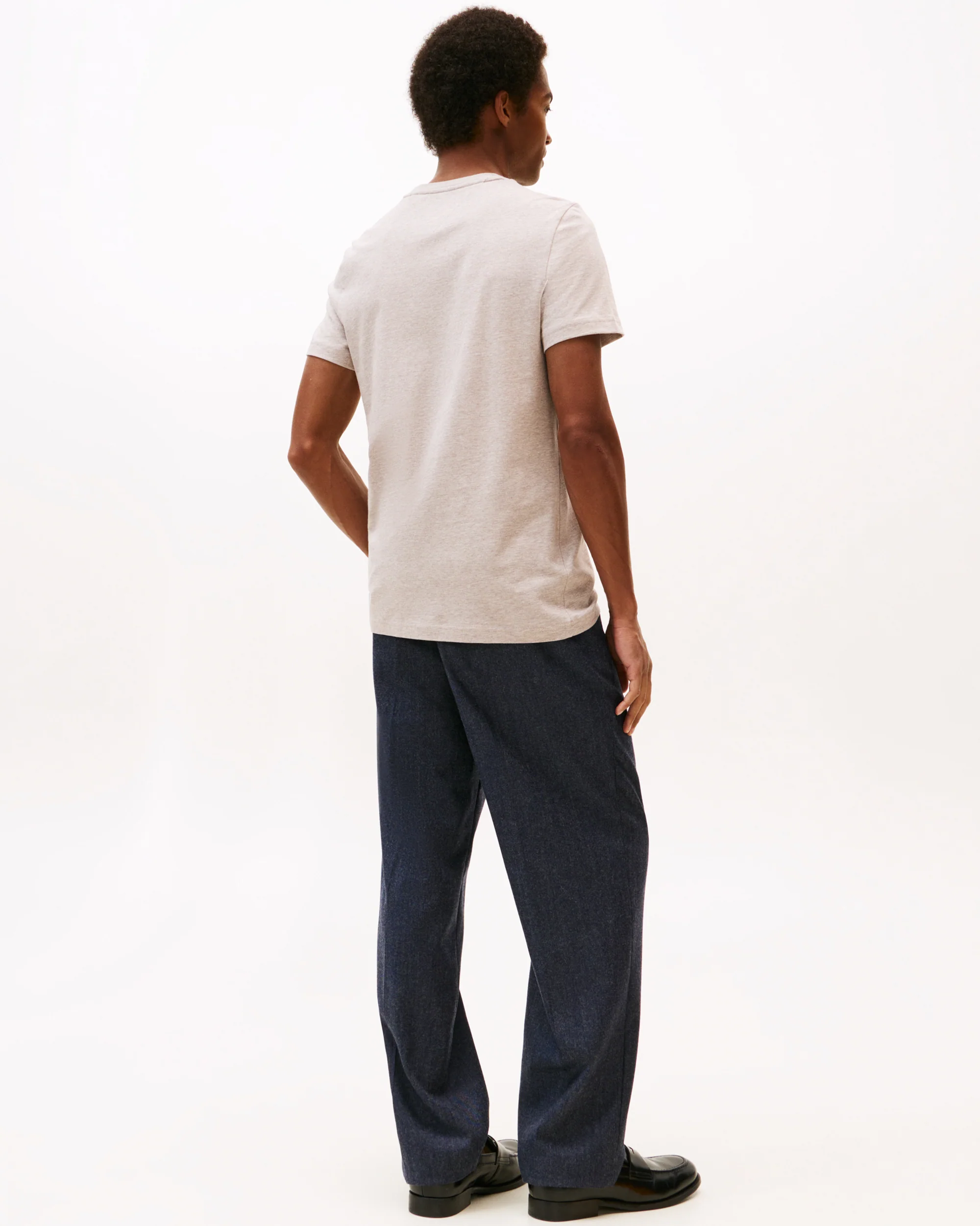 Tommy Hilfiger Tommy Logo Basic Mens T-Shirt - Heathered Pebble - Image 4