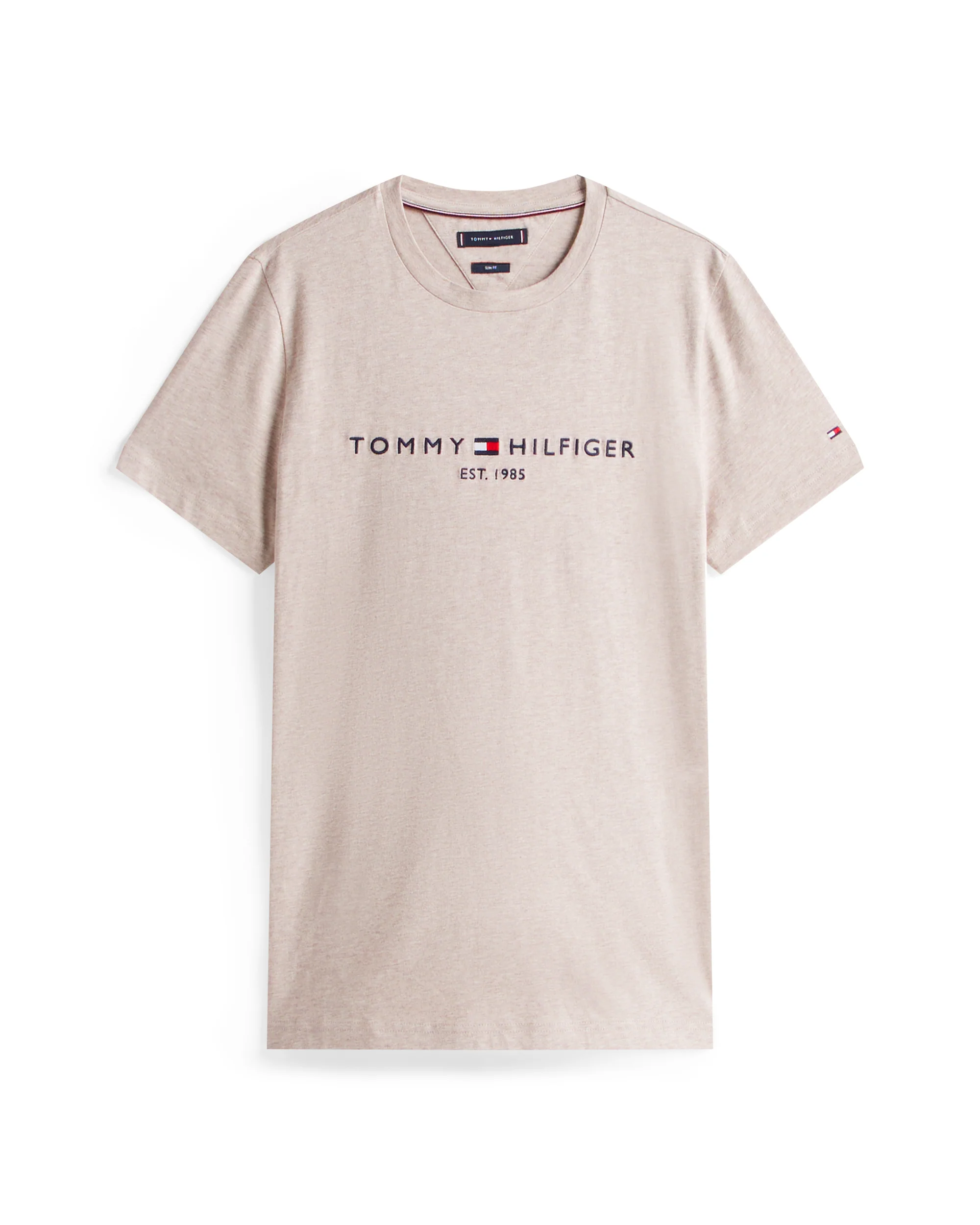 Tommy Hilfiger Tommy Logo Basic Mens T-Shirt - Heathered Pebble - Image 5