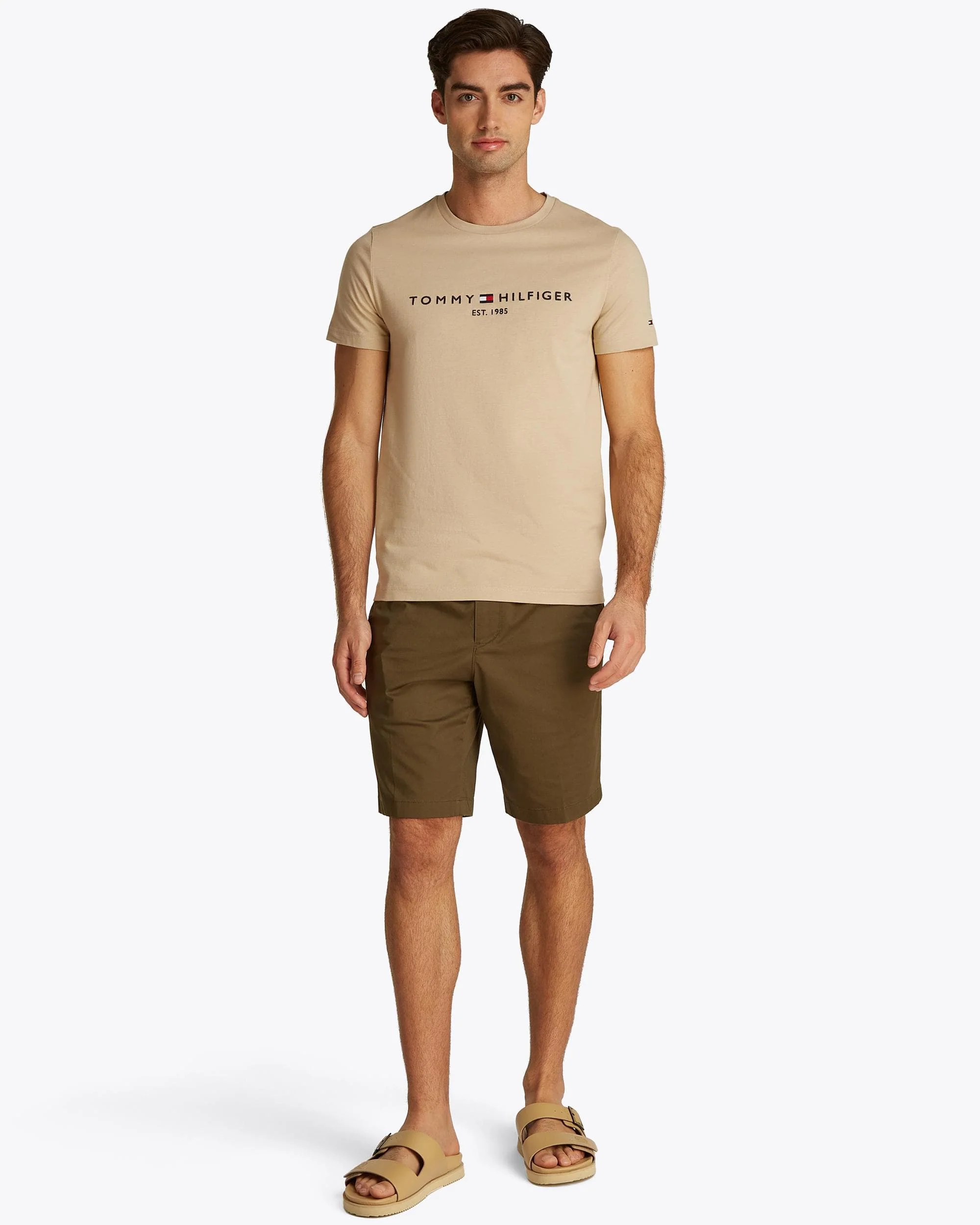 Tommy Hilfiger Tommy Logo Basic Mens T-Shirt - Sandalwood - Image 3