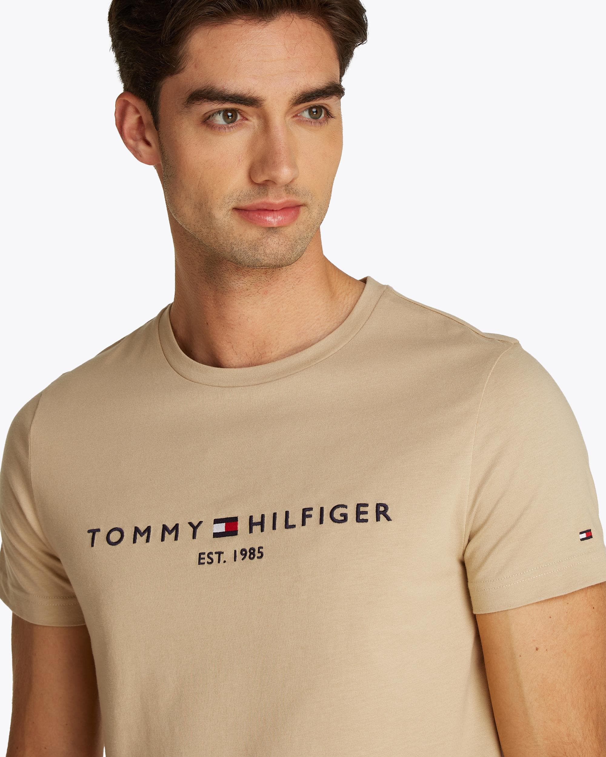 Tommy Hilfiger Tommy Logo Basic Mens T-Shirt - Sandalwood - Image 4