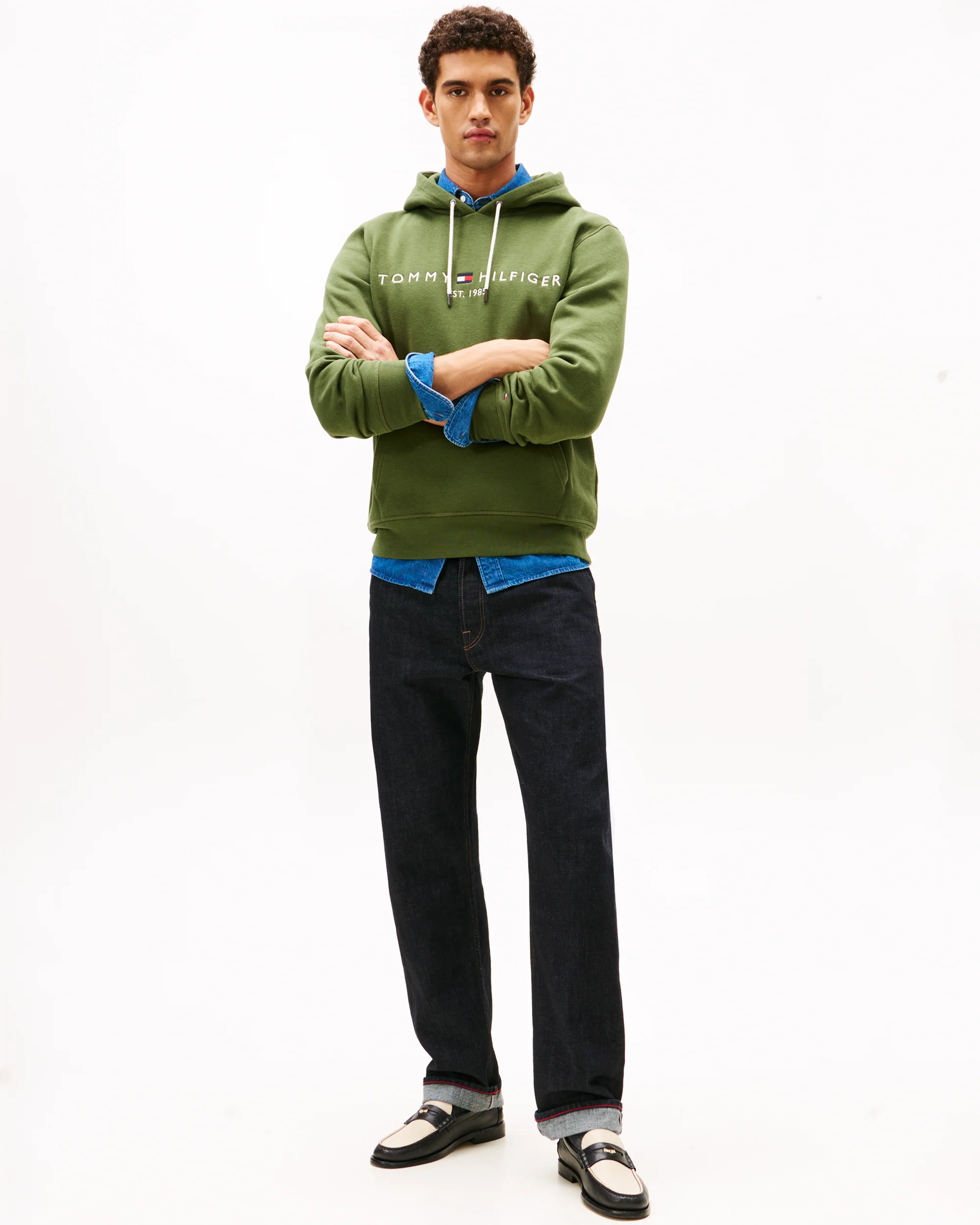 Tommy Hilfiger Tommy Logo Flex Fleece Hoodie - Mountain Pine - Image 3